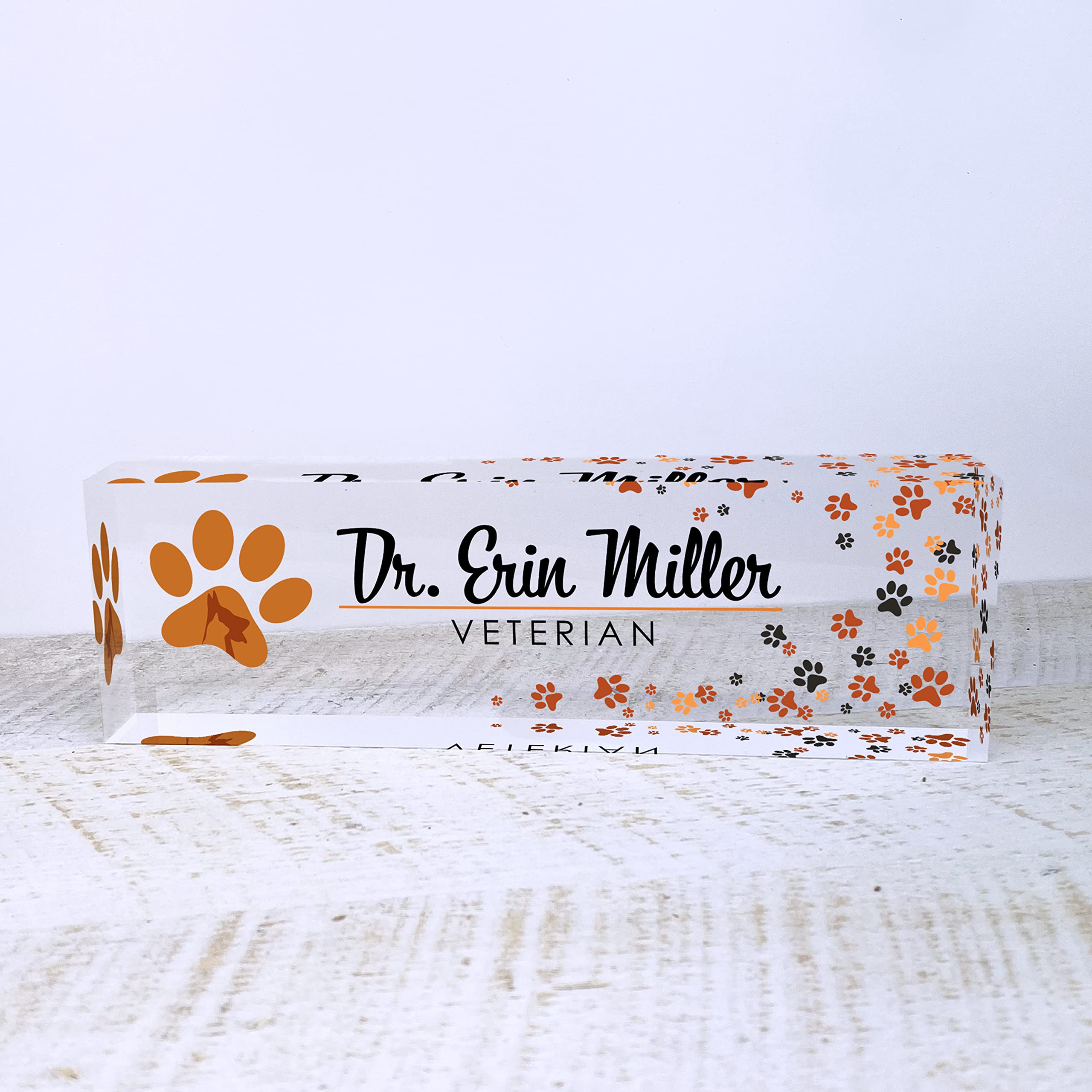 Personalized Artblox Office Desk Name Plate - Custom Acrylic Name Plates with Vet Dog Design (8