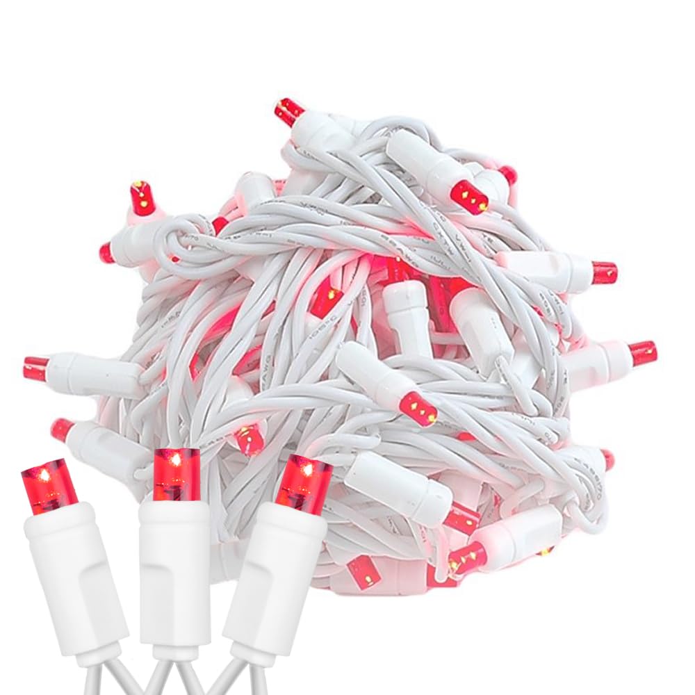50 LED 11FT Outdoor String Lights - Waterproof Decorative Fairy Lights for Yard, Garden, Christmas, Patio, and Party Decor (Red) - Perfect for Backyard, Wedding, and Holiday Lighting
