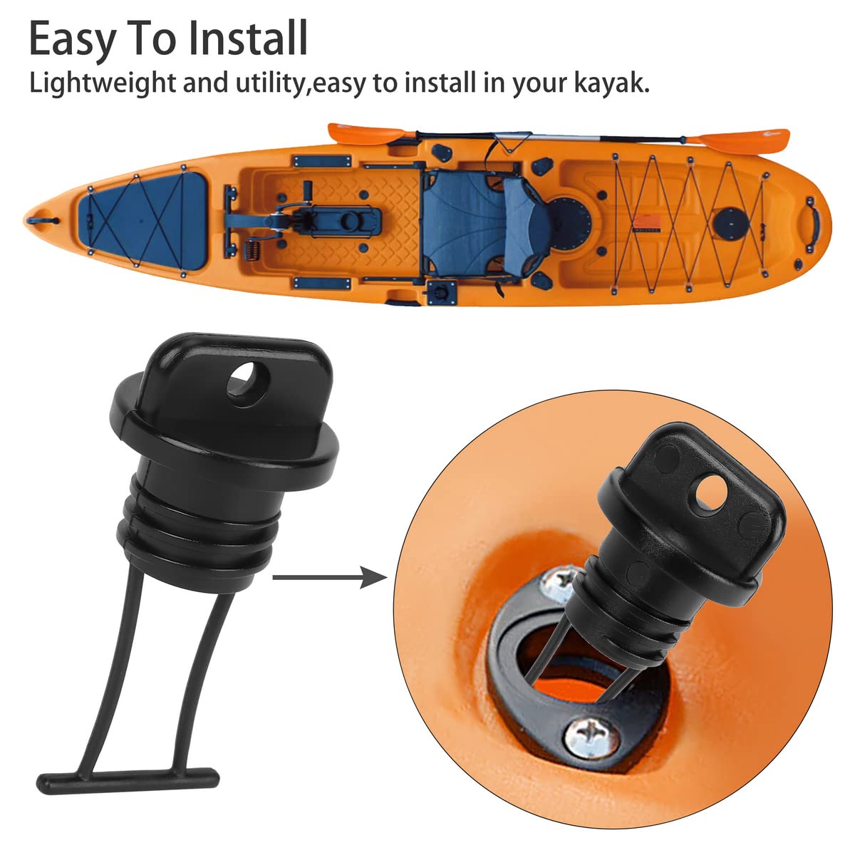 **Universal Nylon Kayak Drain Plugs - Threaded Replacement Plug for Kayak, Dinghy, Canoe & Boat Hull Drain Holes - Waterproof Stopper Accessories for Marine & Outdoor Water Sports**