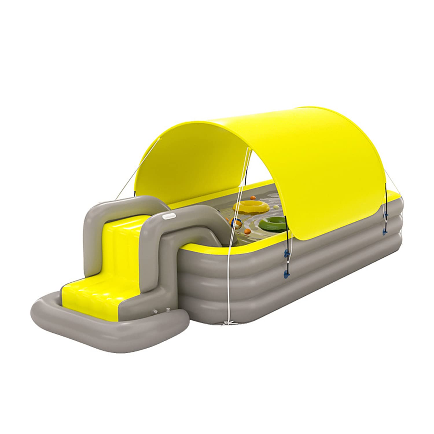 YUEWO 2.6m Inflatable Swimming Pool with Canopy - Portable Above Ground Blow Up Pool for Adults & Family - Outdoor Garden Backyard Summer Fun (Yellow, 3 Layers) - Perfect for Parties, Relaxation & Kids Play