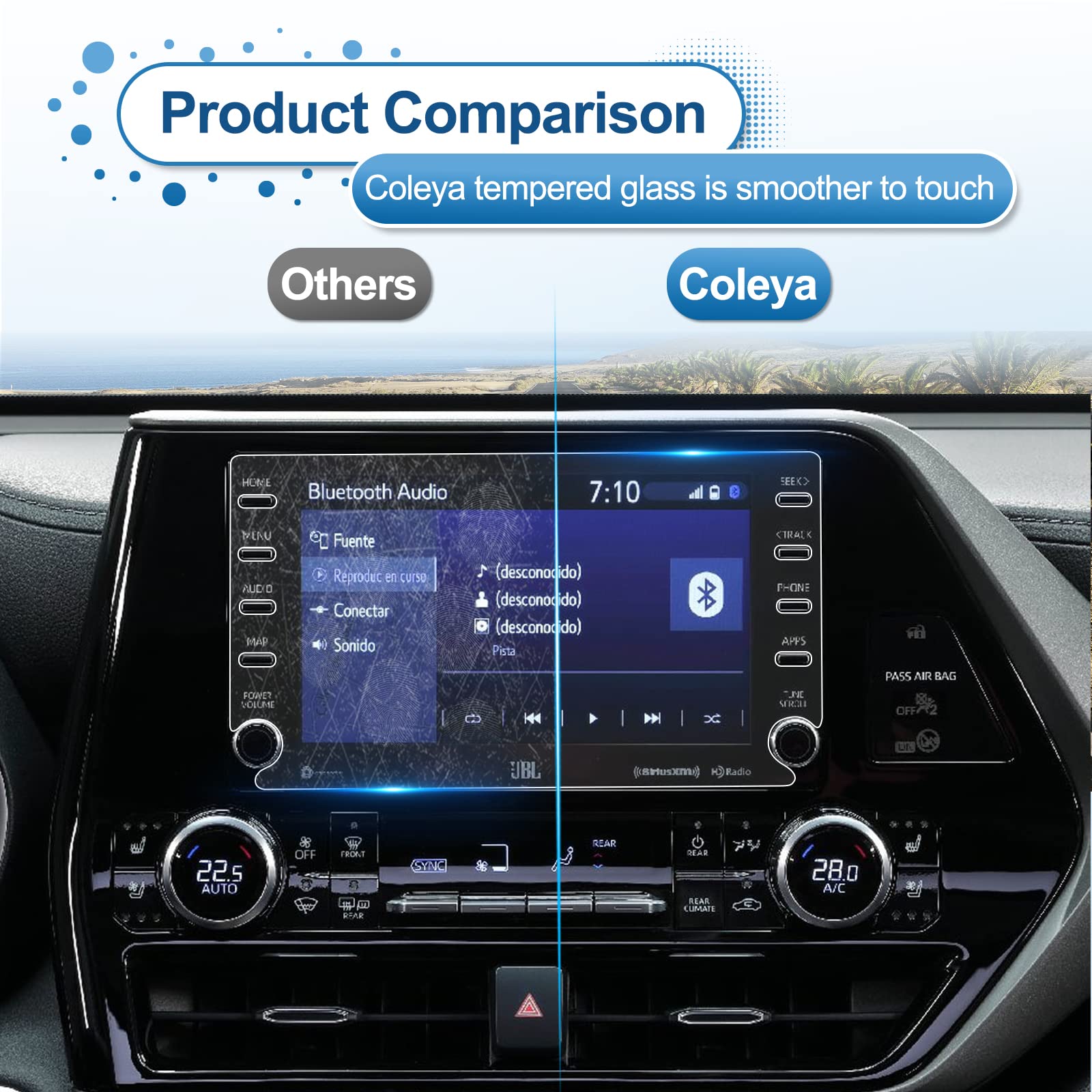 Coleya 8-Inch Tempered Glass Screen Protector for Toyota Highlander 2020-2022 - Scratch-Resistant for Touchscreen Display