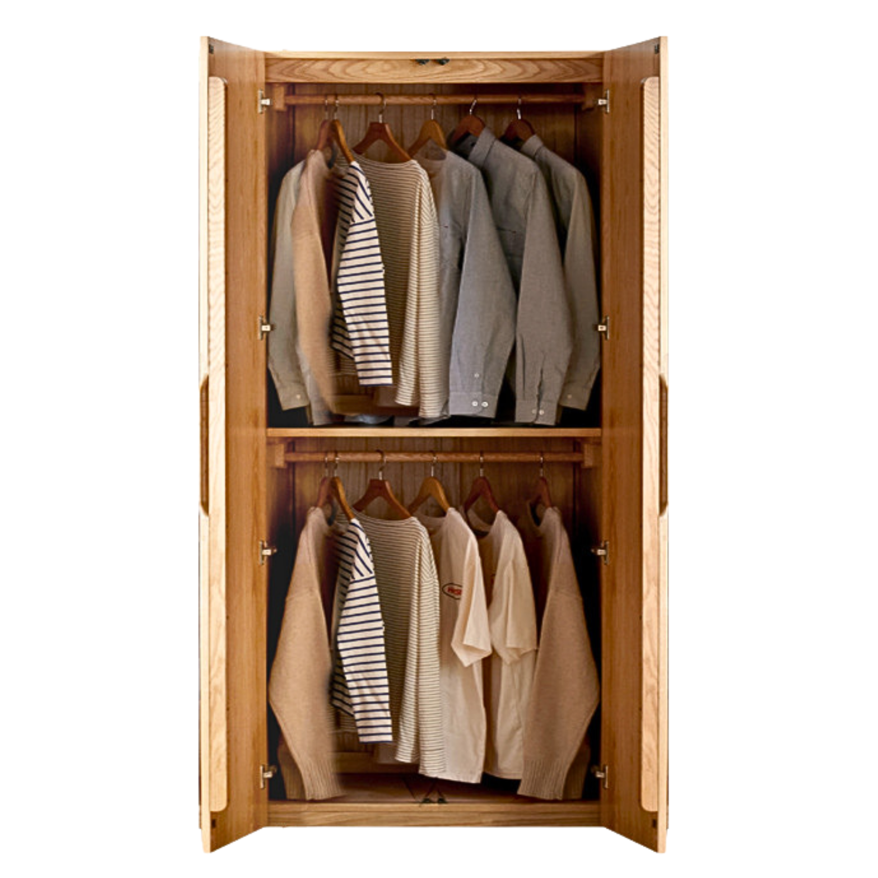 Solid Oak Wood Wardrobe - Premium Quality, Spacious Storage for Bedroom, Closet & Home Organization
