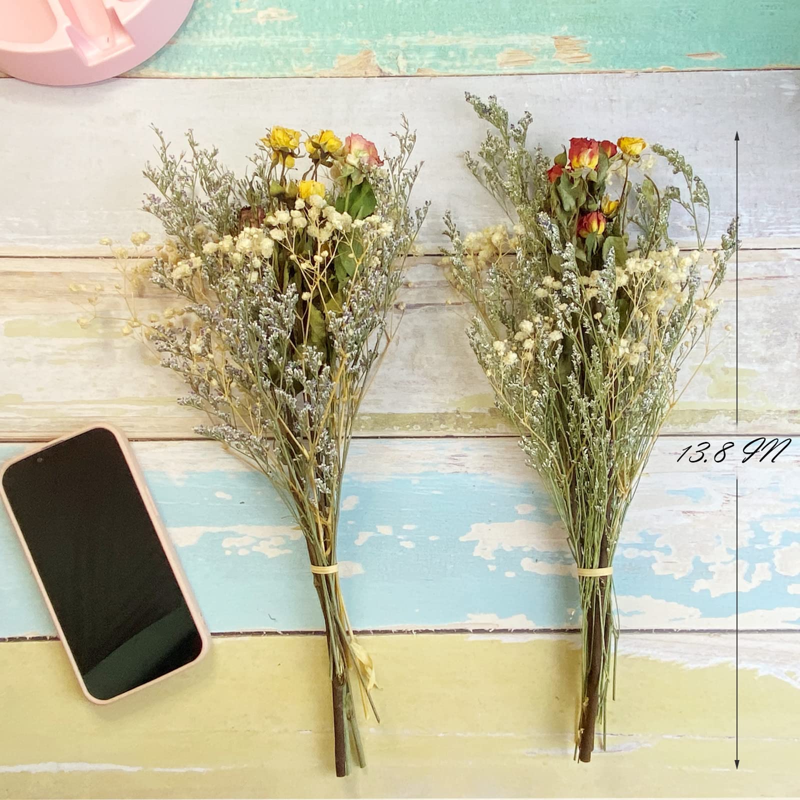 L'BREVOGA 100% Natural Dried Spray Rose Bouquets - 2 Bunches with Baby’s Breath, Miniature Roses for Home Decor, Wedding Centerpieces & Party Arrangements (Perfect for Rustic, Boho & Farmhouse Style Decorations)