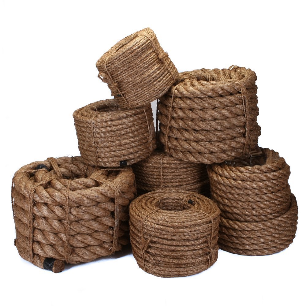Premium Natural Manila Rope - 1/4 Inch x 50 Feet | Strong Twisted Cord for Climbing, DIY Projects, Home Decor & Outdoor Activities | Ideal for Tug of War, Landscaping & Camping | Durable Pre-Cut Rope for Crafts & General Use