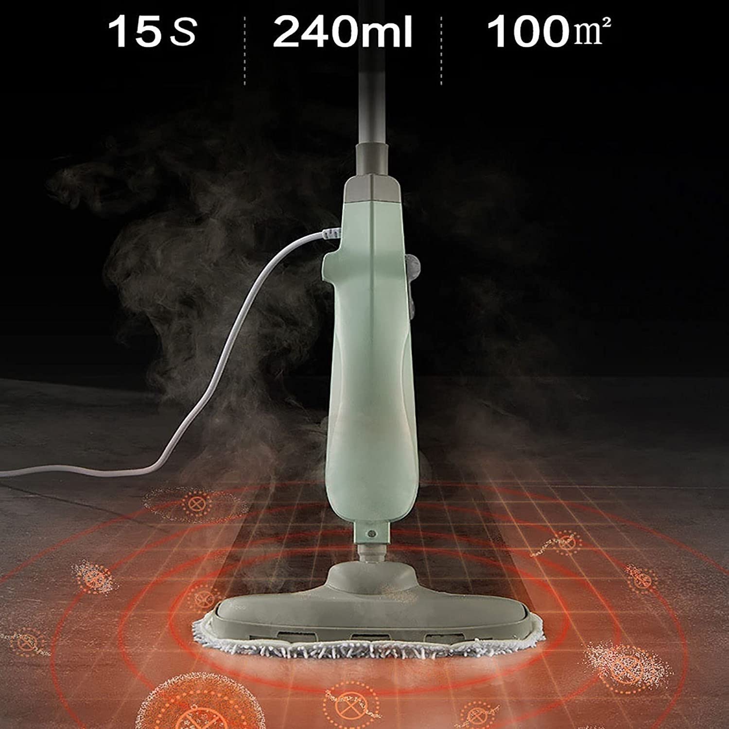 Best Steam Mop for Hardwood Floors & Tile - Lightweight Steam Cleaner for Laminate, Carpet & Wood Floors - 20ft Long Power Cord (Green) - Perfect for Home Cleaning & Pet Hair Removal