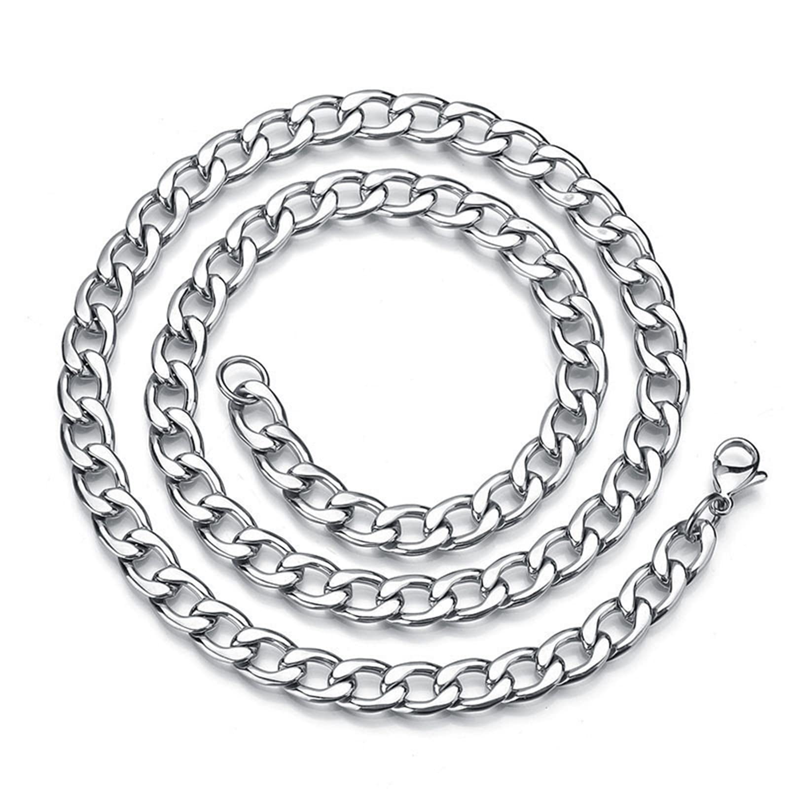 Men's Stainless Steel Cuban Link Chain Necklace - 18K Gold Plated Silver Rope Chain for Men - Perfect for Casual Wear, Hip Hop Fashion & Gift Giving