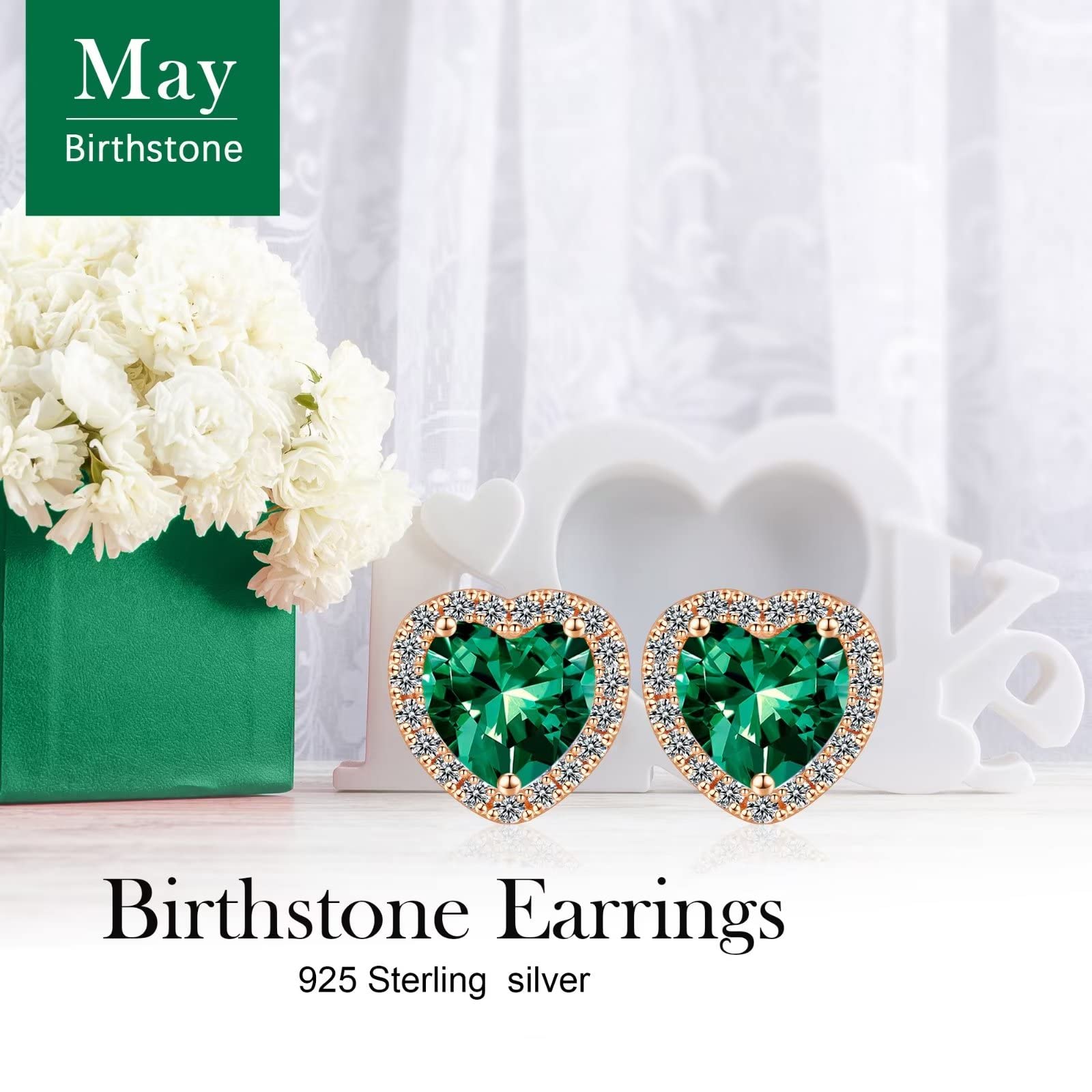 Sterling Silver Birthstone Stud Earrings for Women - Elegant Jewelry Gifts for Wife, Mom, Girlfriend | Anniversary, Christmas, Mother's Day, Birthday Present | Perfect for Daily Wear, Special Occasions & Gift-Giving