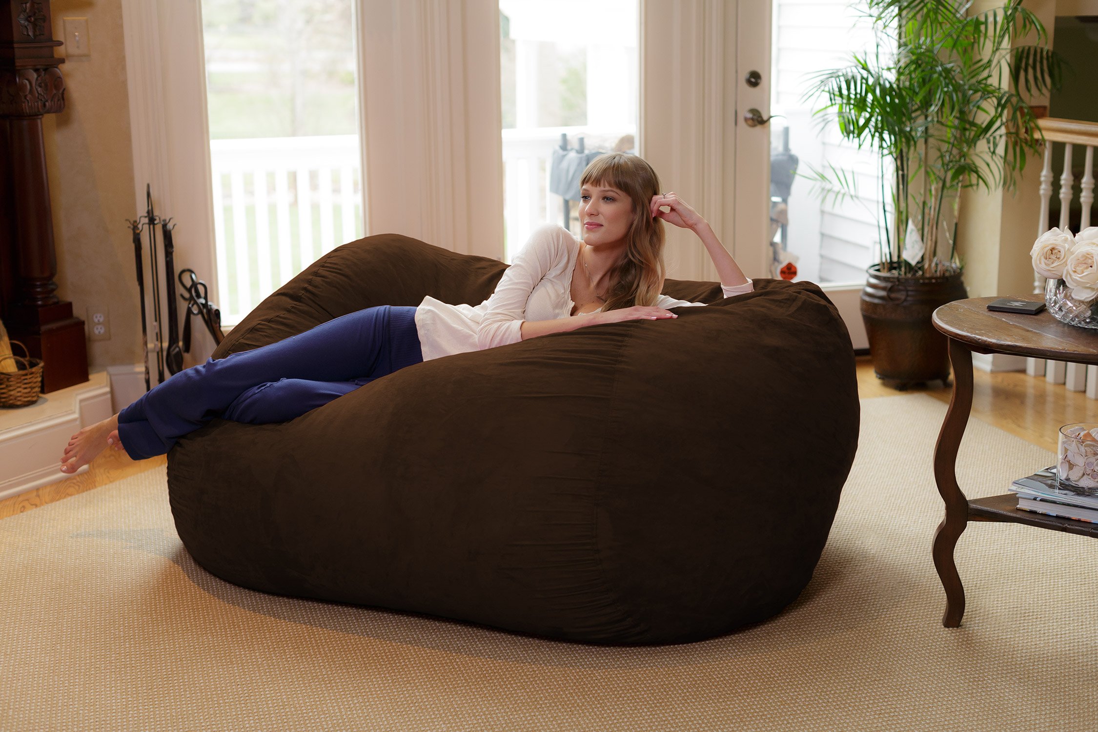 Chill Sack 6' Memory Foam Bean Bag Chair - Oversized Lounger with Soft Microfiber Cover (Chocolate) - Perfect for Gaming, Movie Nights & Dorm Room Relaxation