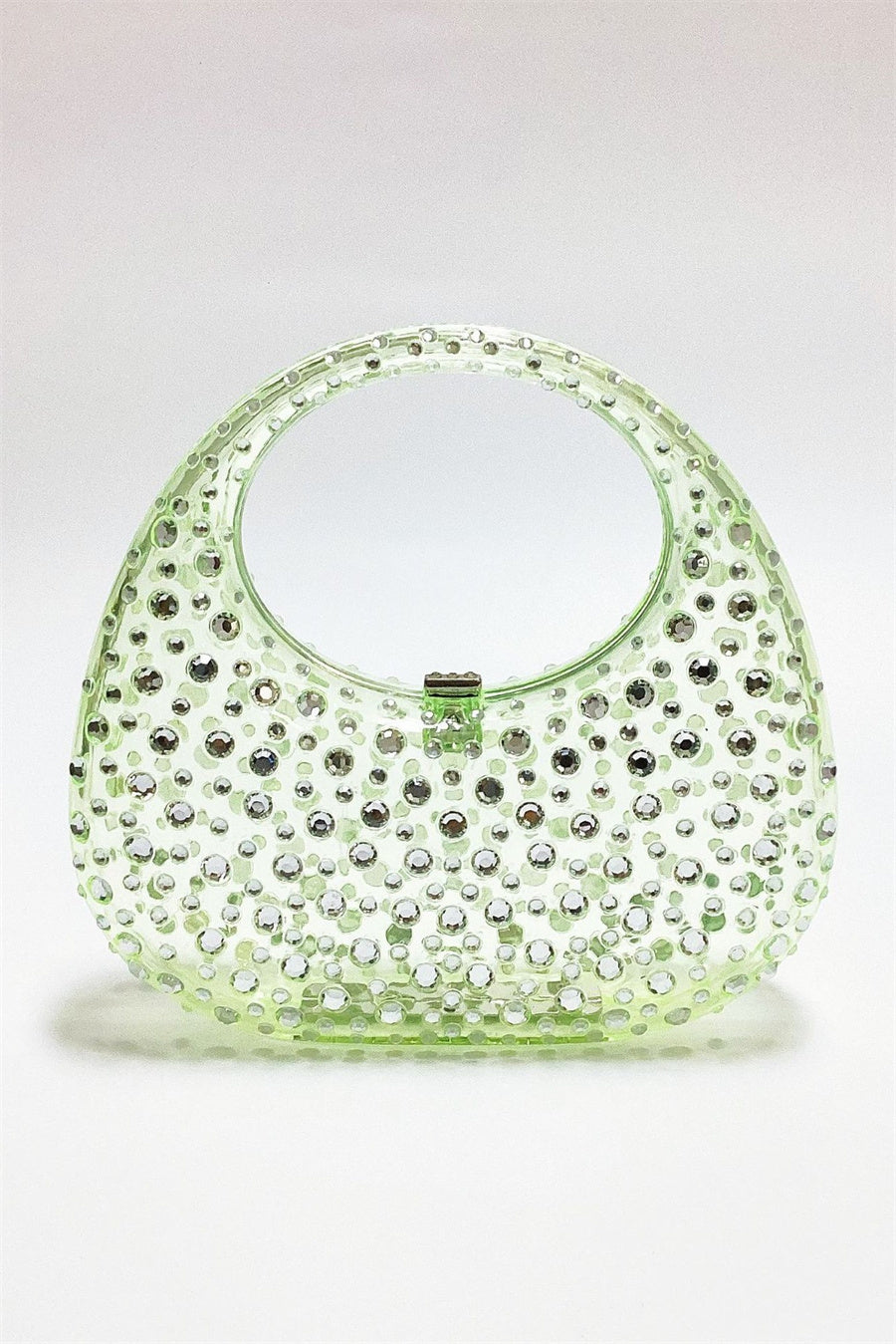 Annabel Clear Crystal Embellished Acrylic Clutch Bag for Women - Elegant Evening Purse for Parties, Weddings & Special Occasions