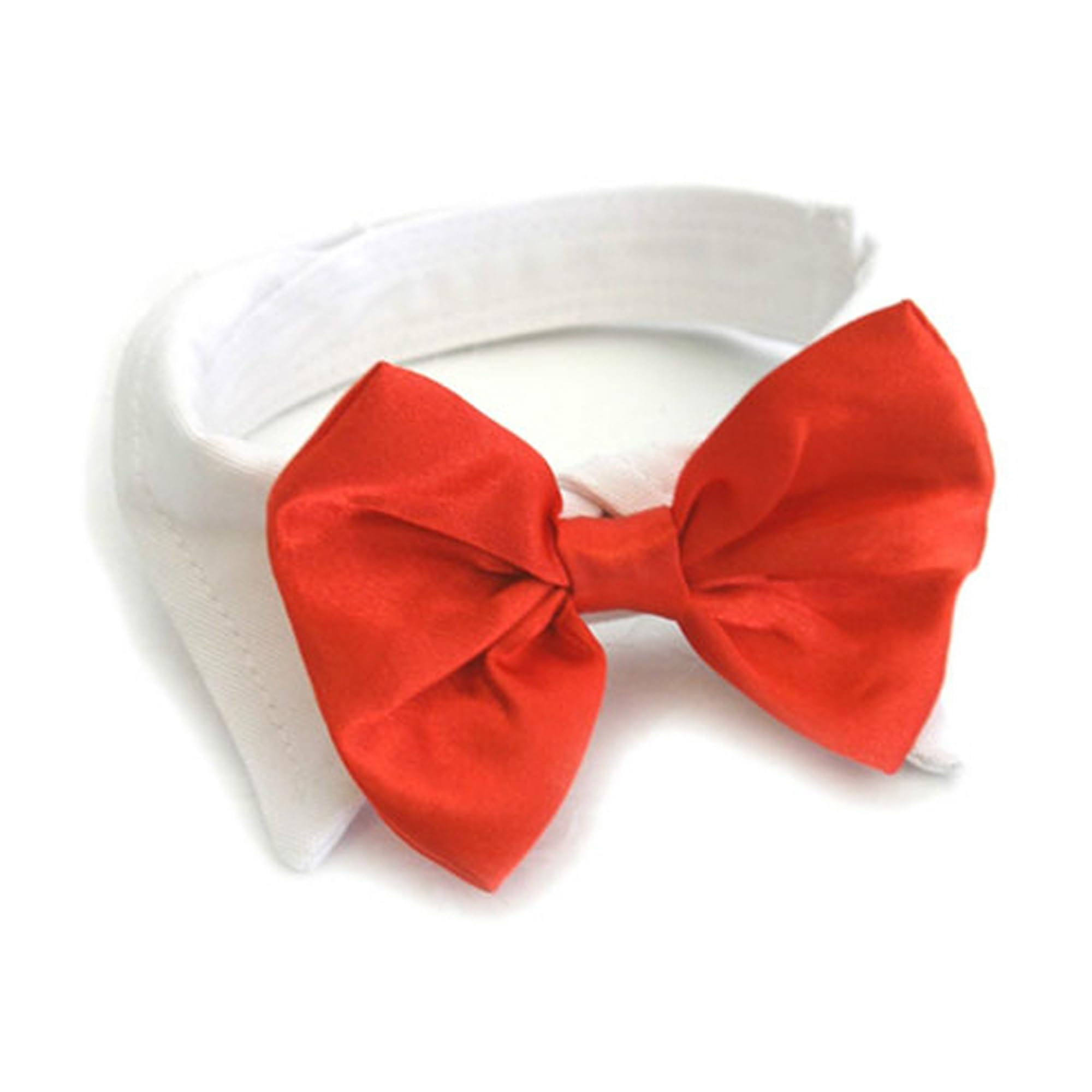 Premium Satin Dog Bow Tie & Collar Set - Adjustable Red Bowtie for Small Medium Large Dogs - Formal Pet Accessories for Weddings, Parties & Photo Shoots