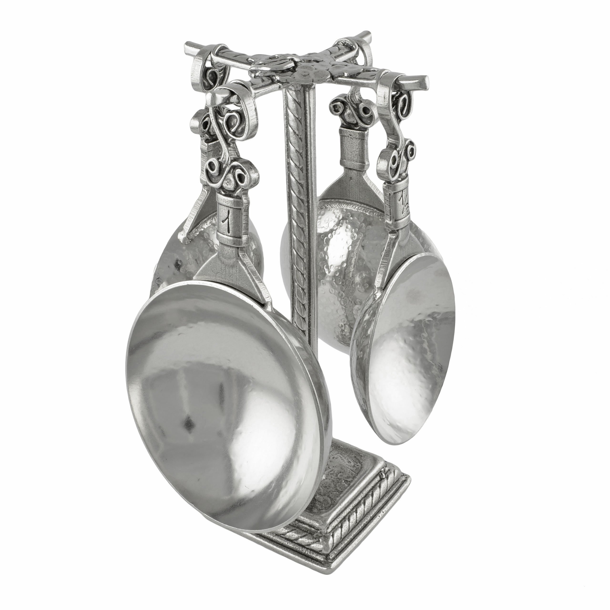 Premium Pewter Measuring Cups Set by Crosby & Taylor Vineyard - Elegant Kitchen Display & Baking Essentials for Home Cooks & Bakers