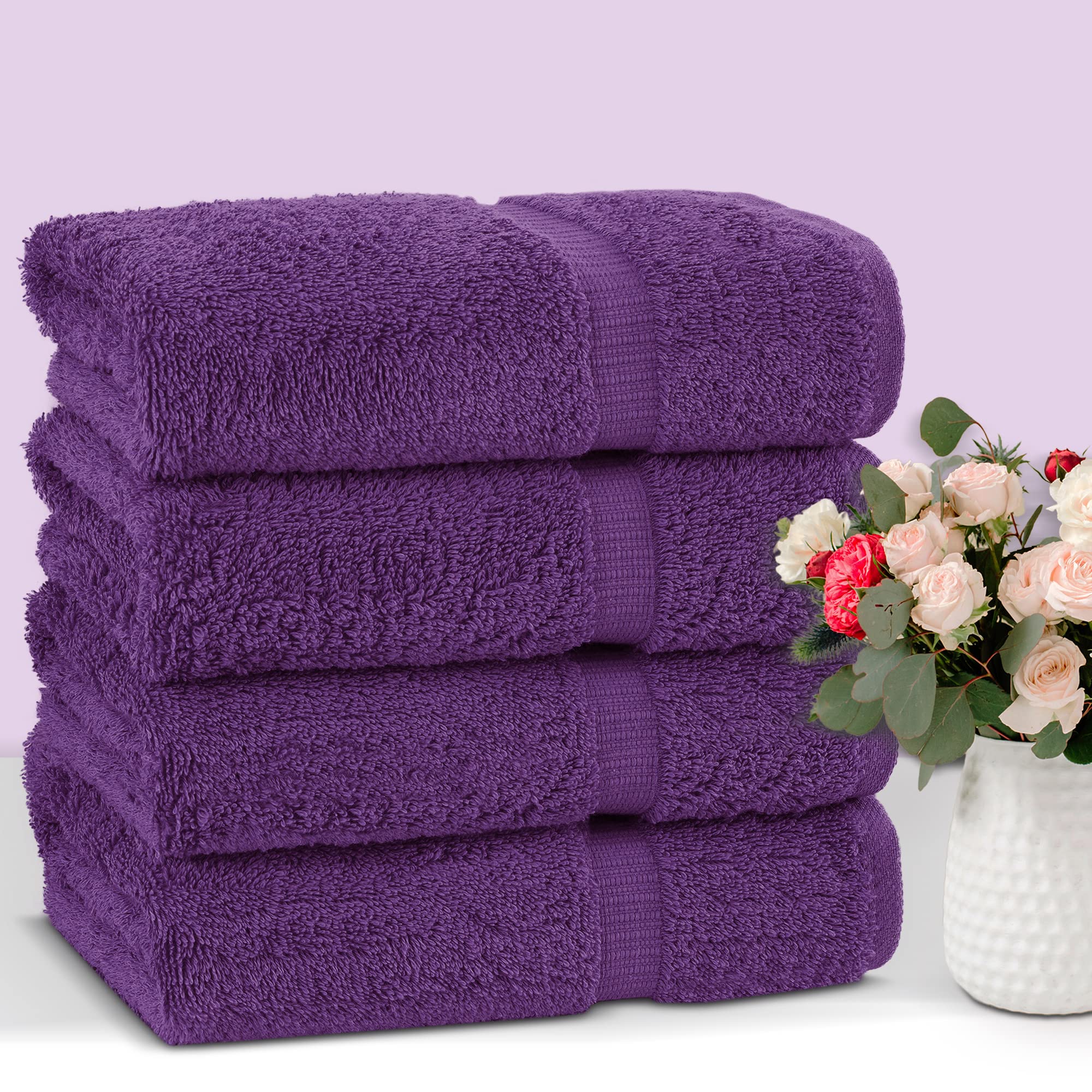 Premium 100% Cotton Turkish Bath Towels Set (4-Piece) - Ultra Soft & Absorbent | 27