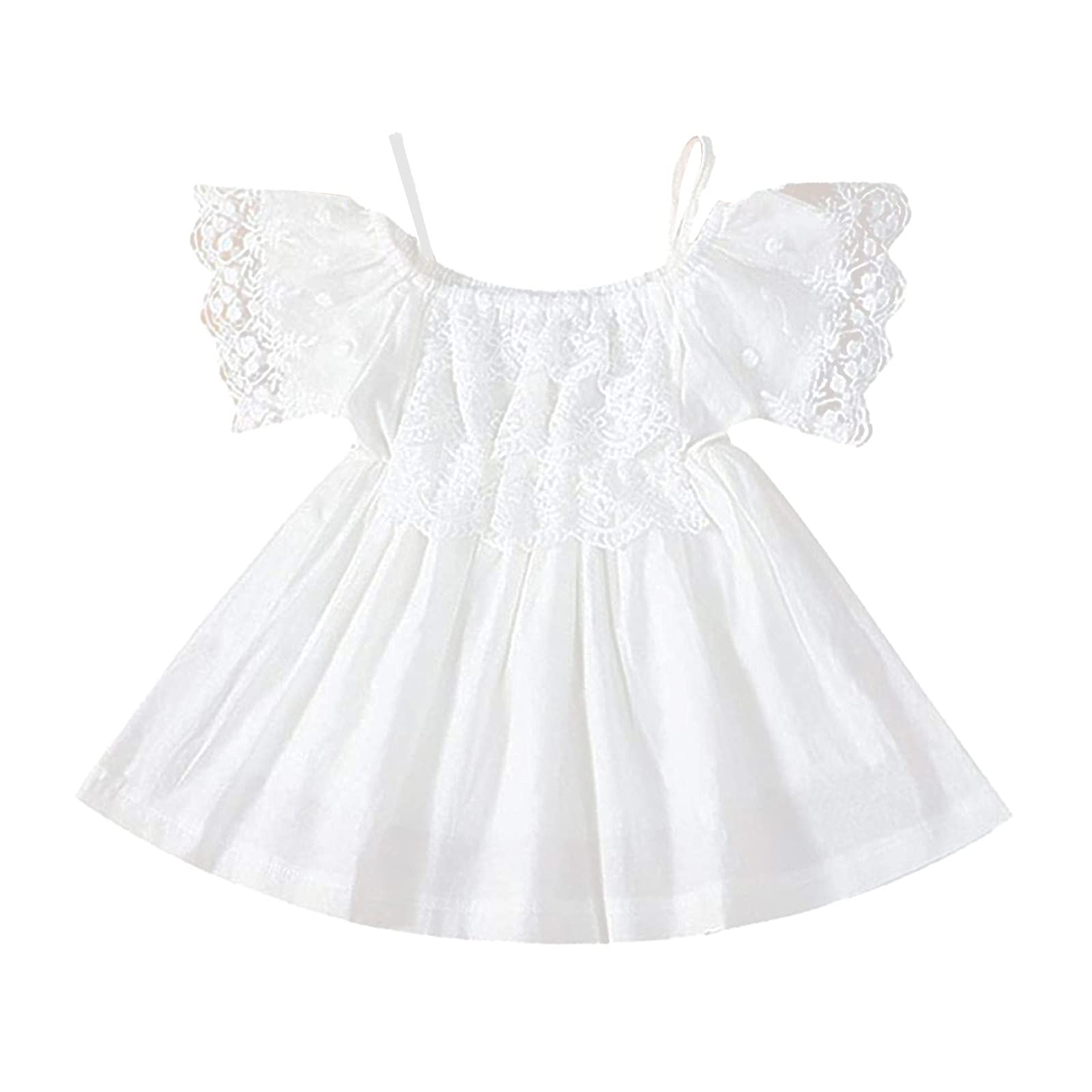 White Lace Princess Sundress for Baby Girls - Beach Wedding Dress & Casual Summer Skirt | Perfect for Weddings, Parties, and Outdoor Events