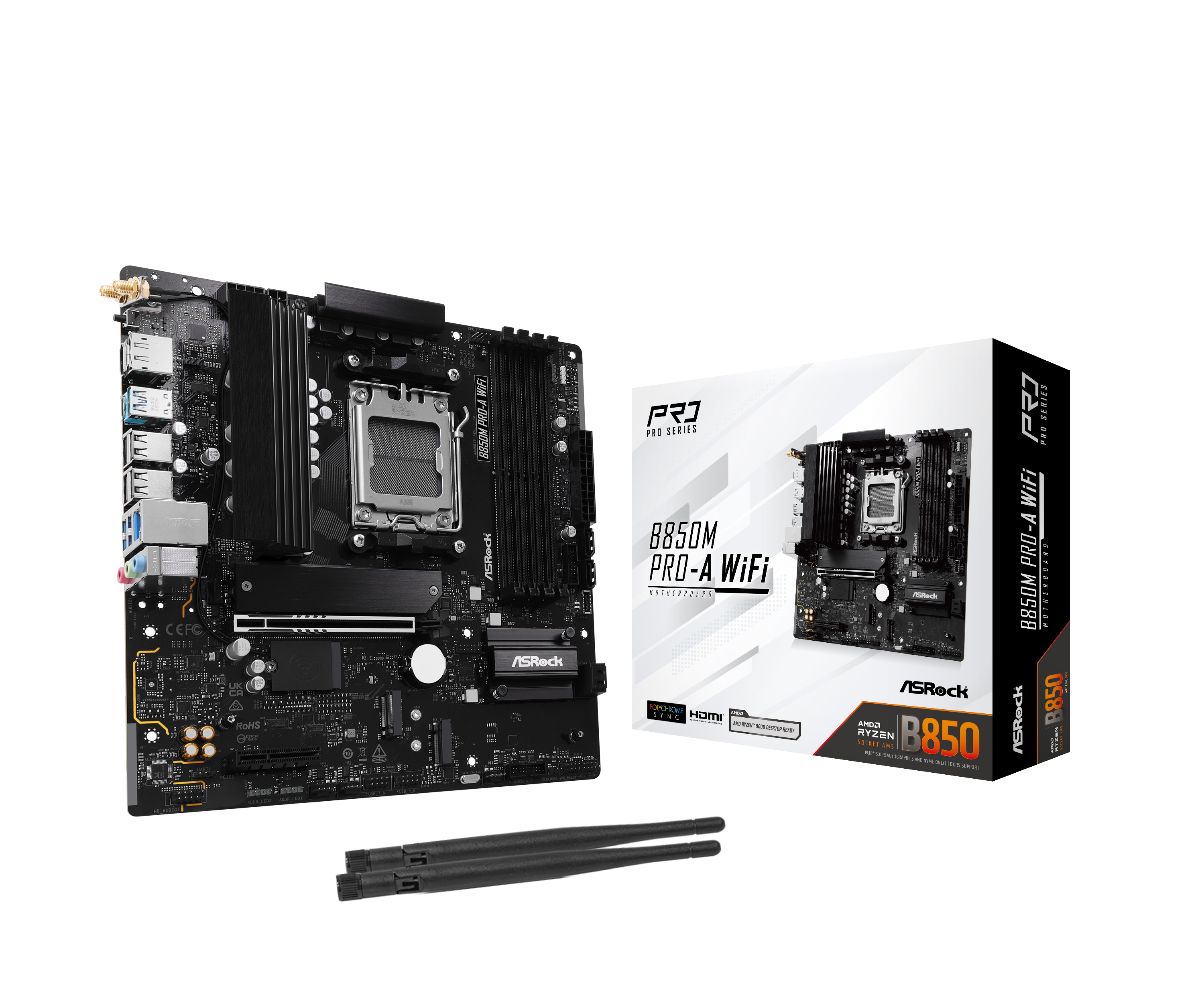 ASRock B850M Pro A WiFi (Socket AM5) DDR5 mATX Motherboard - AMD Ryzen 7000 Ready, PCIe 4.0, Dual M.2, WiFi 6 - Perfect for Gaming PCs & Workstations