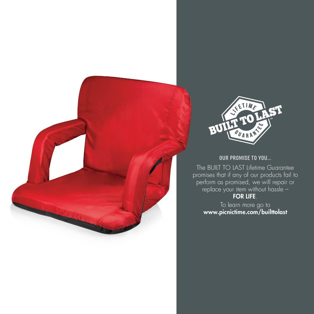 NCAA Ohio State Buckeyes Ventura Reclining Stadium Seat with Back Support - Portable Bleacher Seat & Beach Floor Chair for Football Games, Outdoor Concerts, Camping and Picnics
