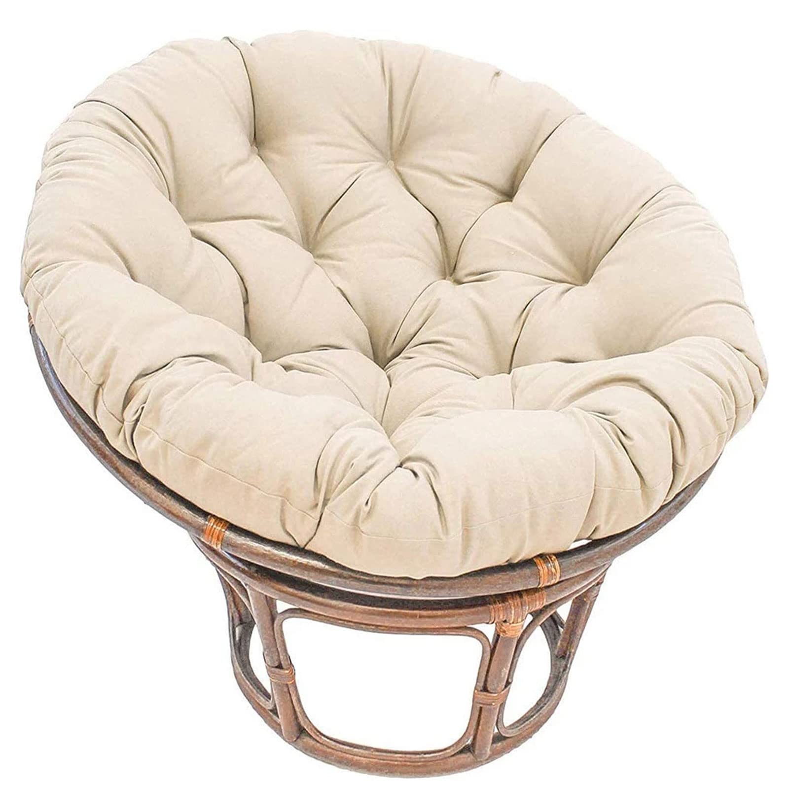 Thick Papasan Chair Cushion Pad - 4XL Beige Replacement Cushion for Egg Chairs, Saucer Chairs, Rattan Swivel Chairs & Swing Chairs | Indoor & Outdoor Use | Perfect for Patio, Garden, Sunroom & Living Room Relaxation