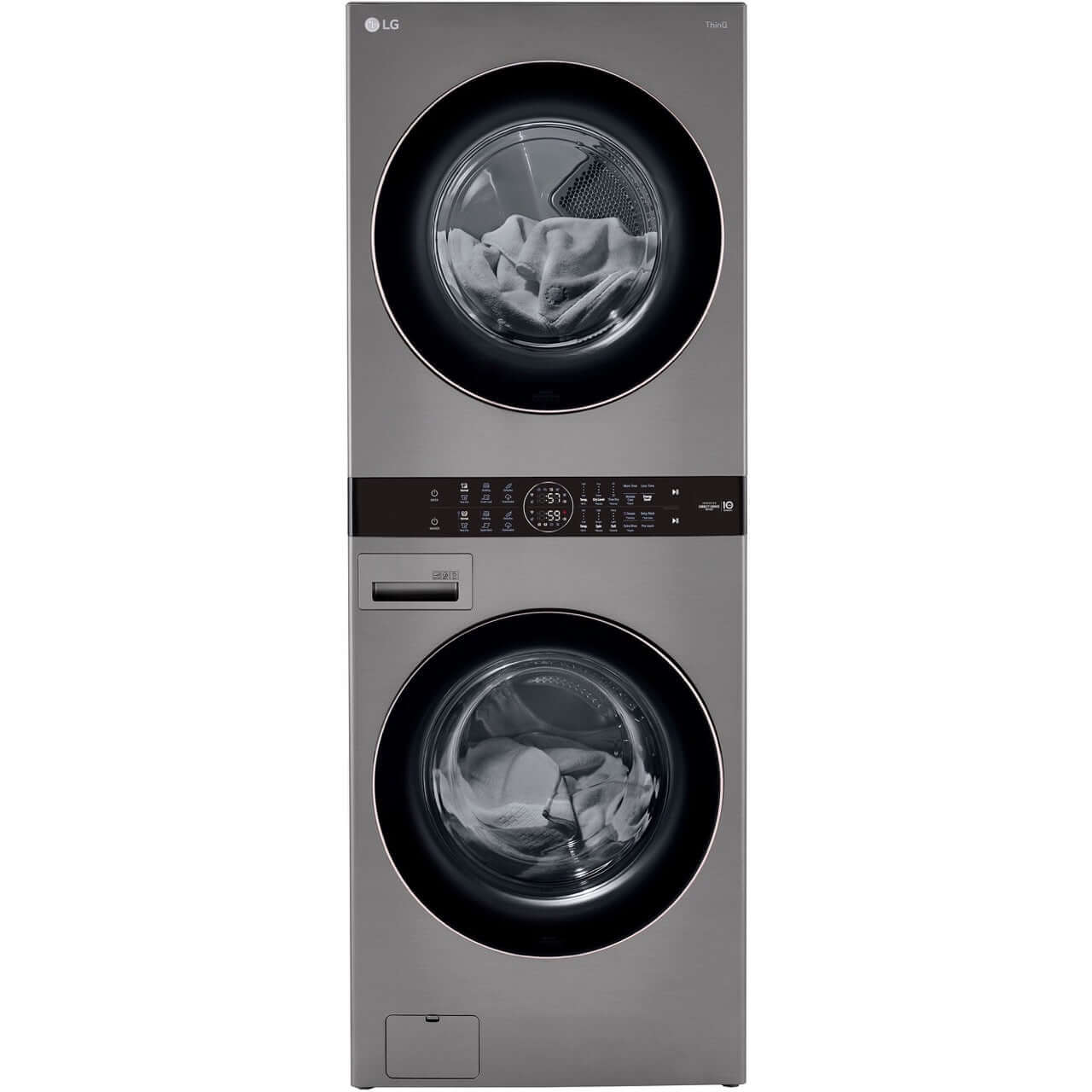 LG WashTower 4.5 Cu. Ft. Smart Front Load Washer & 7.4 Cu. Ft. Electric Dryer Combo in Graphite (WKE100HVA) - Space Saving Laundry Solution for Apartments & Small Homes