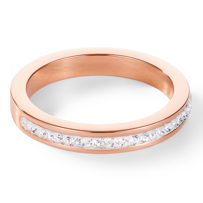 Elegant Rose Gold Stainless Steel Ring with Pavé Crystals - Perfect for Weddings, Anniversaries & Special Occasions