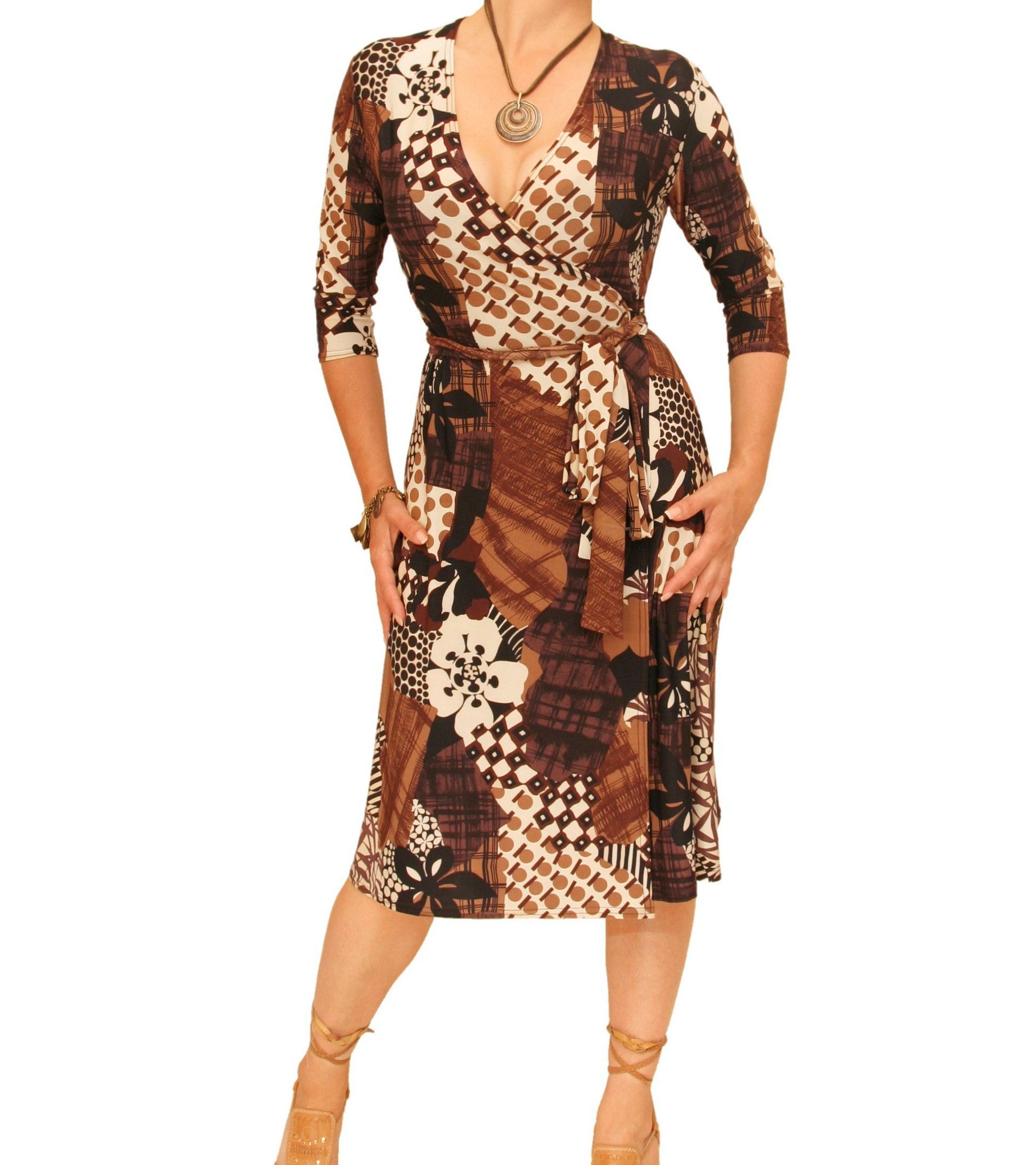 Women's Floral Print Slinky Wrap Dress - Sexy Bodycon Midi Dress for Party, Date Night & Summer Outfits