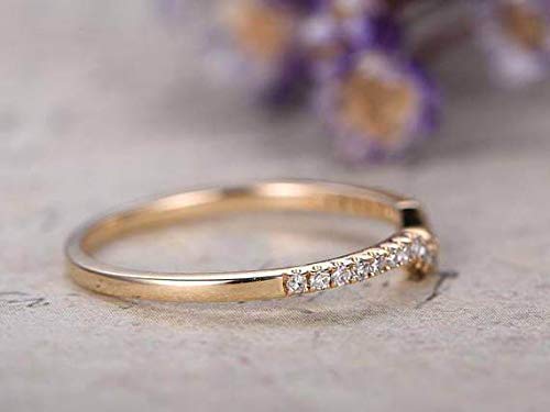 0.25 Carat Diamond Wedding Band - Curved U-Shaped Anniversary Ring in Antique Style with 18k Gold Plating - Perfect for Bridal Jewelry, Engagement Gifts & Romantic Occasions