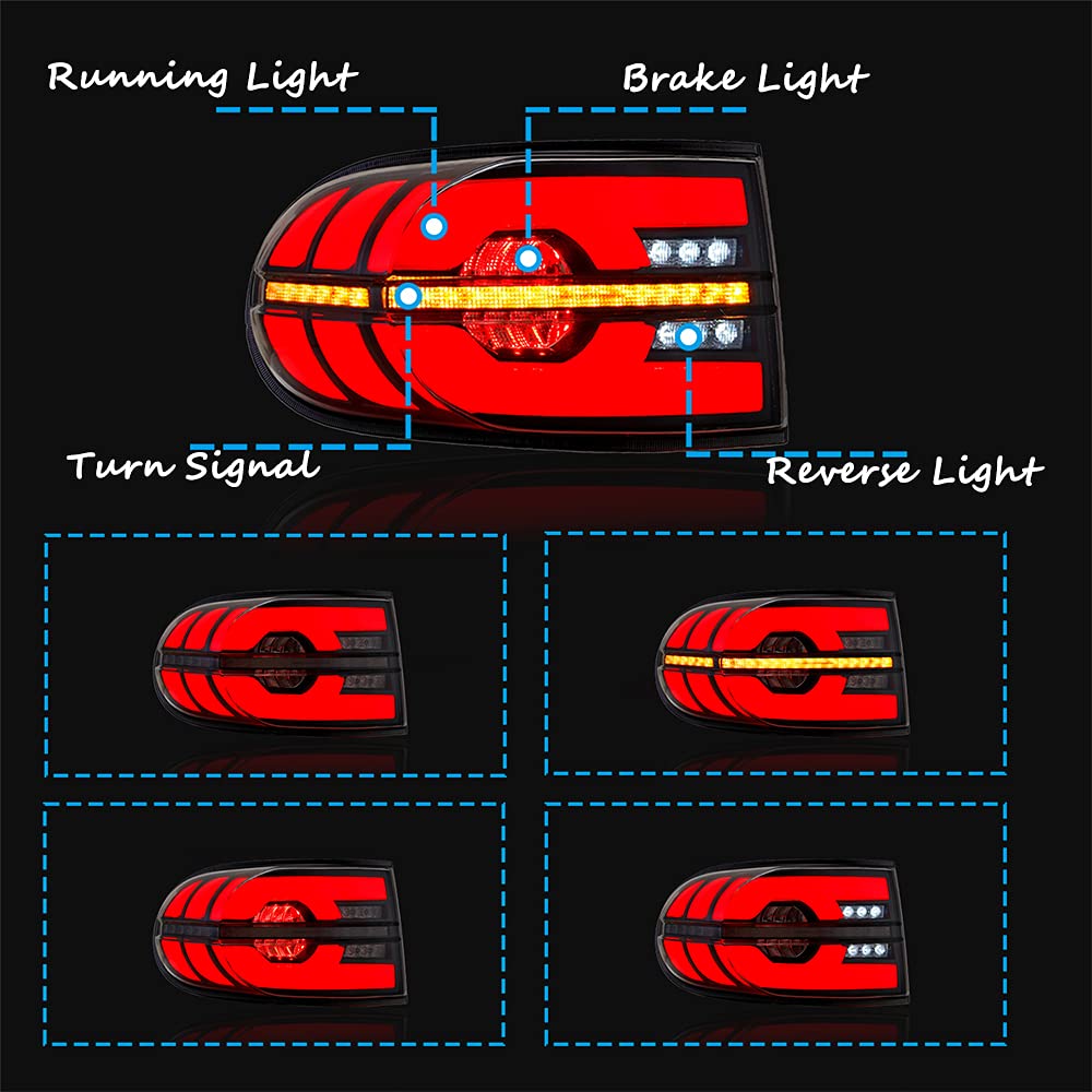 2007-2014 Toyota FJ Cruiser LED Tail Lights with Start-up Animation, DRL & Sequential Turn Signals - Clear Rear Lamp Assembly | Off-Road & Night Driving Safety Upgrade