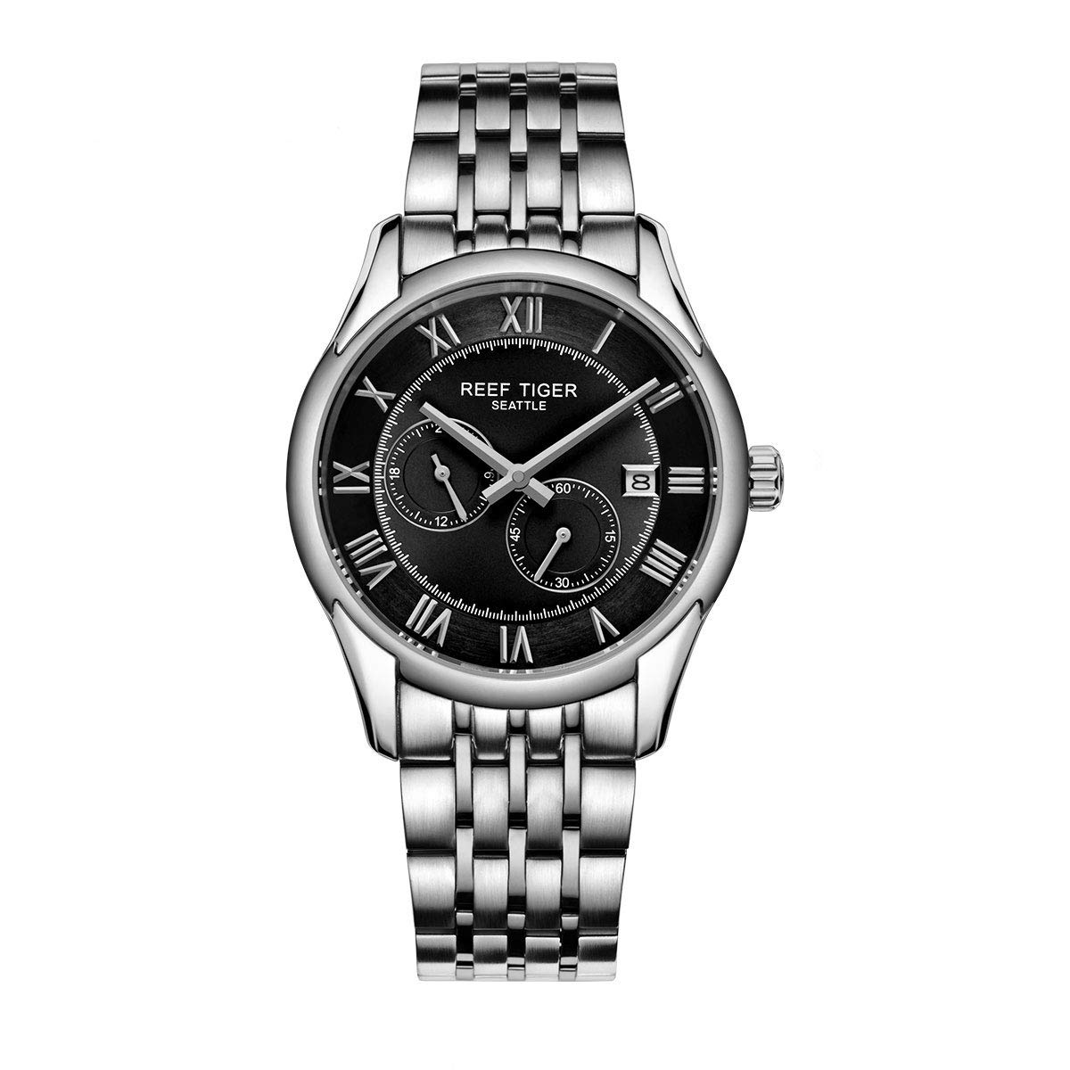 REEF TIGER Men's Luxury Automatic Watch - Stainless Steel Analog Business Dress Watch with Date Display (RGA165-YBY) | Perfect for Office, Formal Events & Professional Settings