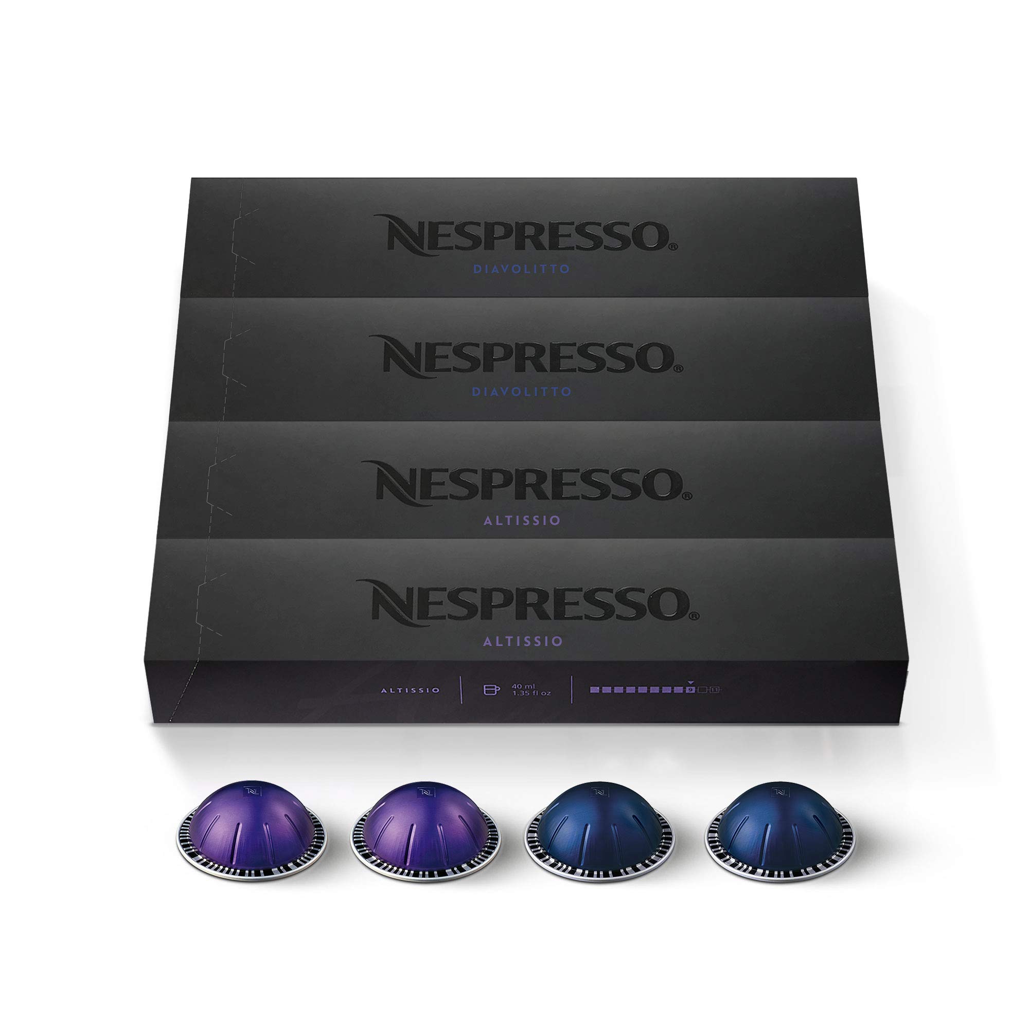 Nespresso VertuoLine Espresso & Dark Roast Coffee Pods Variety Pack - 40 Capsules for Bold Coffee Lovers - Perfect for Home Brewing, Office Use & Gifts