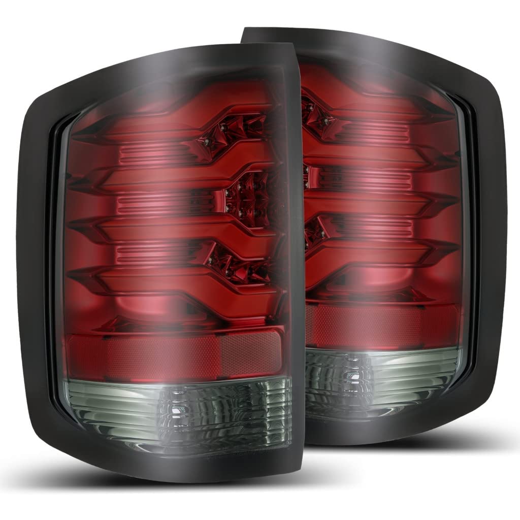 AlphaRex PRO-Series LED Tail Lights for Chevy Silverado 1500 (2014-2018) - Red Smoke Style (Part# 620020) | Upgrade Your Truck's Appearance & Night Visibility