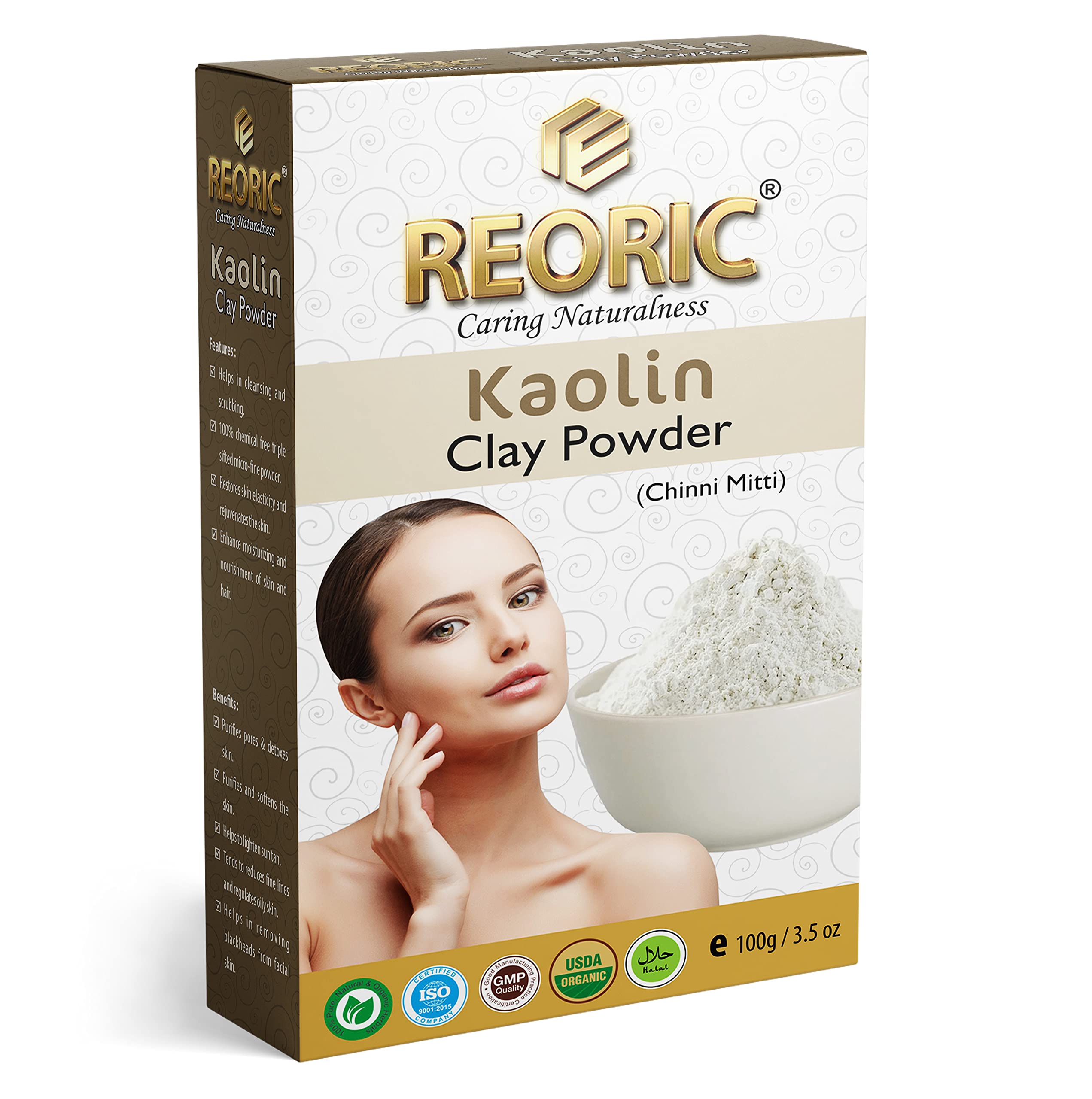 Premium Kaolin Clay Powder for Skin Whitening & Brightening - 100% Natural Chini Mitti for Face Masks & Packs - Deep Cleansing & Pore Minimizing (100g, Pack of 1) - Perfect for Spa Days & At-Home Skincare Routines
