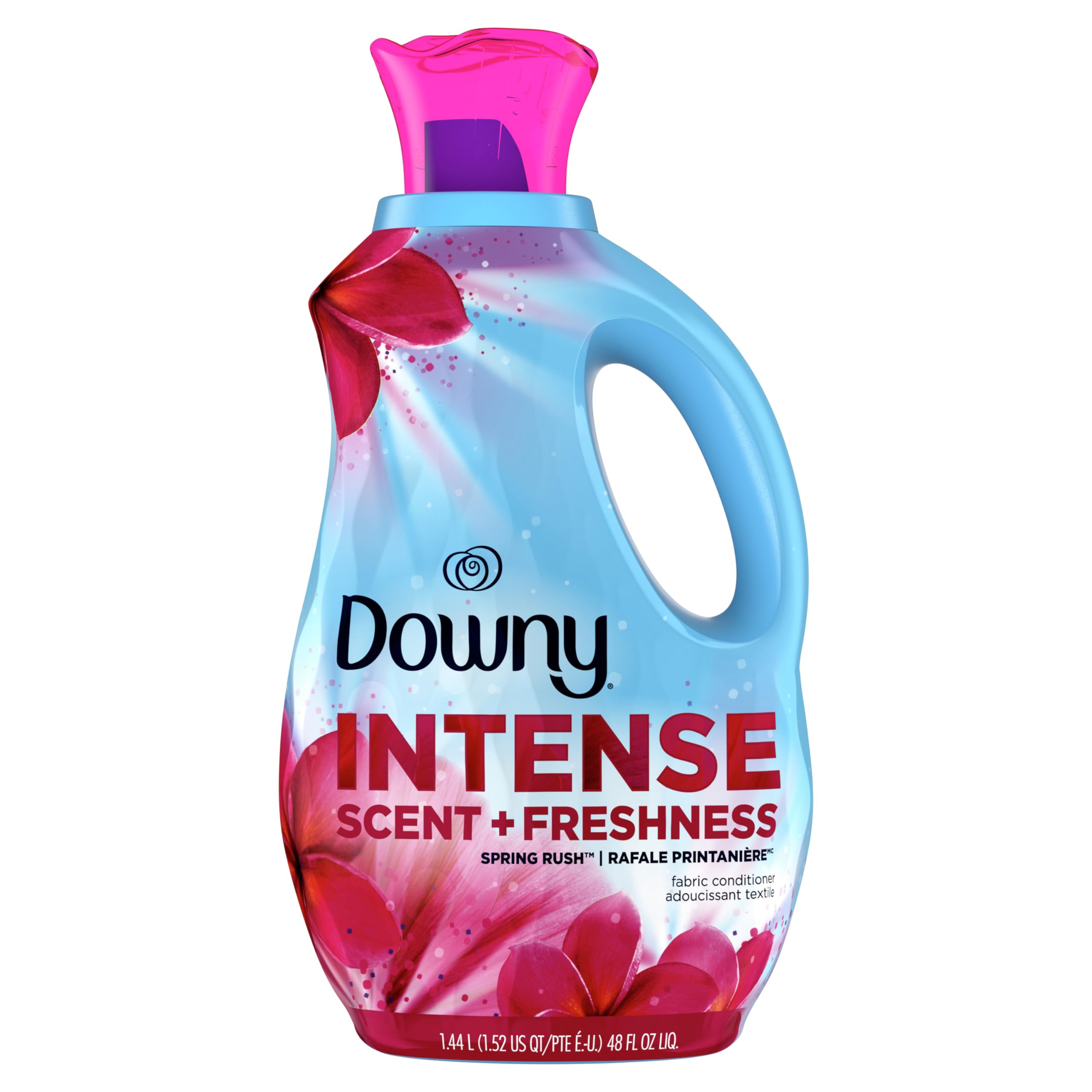Downy Intense Scent + Freshness Liquid Fabric Softener - Spring Rush Scent | Long-Lasting Laundry Detergent for Clothes & Linens | Perfect for Families, Gym Wear & Everyday Freshness