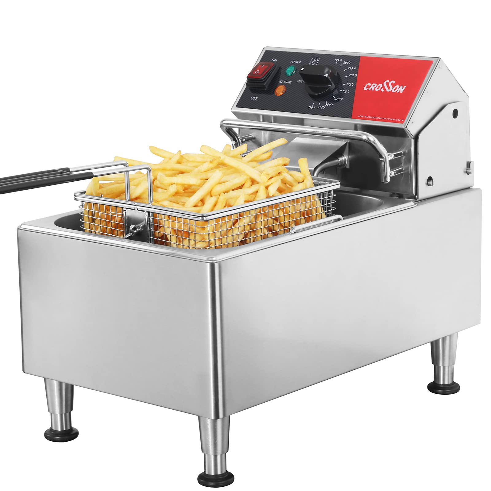Commercial Electric Deep Fryer 13Lbs 1800W with Removable Oil Container & Easy-Assemble Basket - ETL Listed 120V Countertop Deep Fryer for Restaurant, Home Kitchen & Catering Events