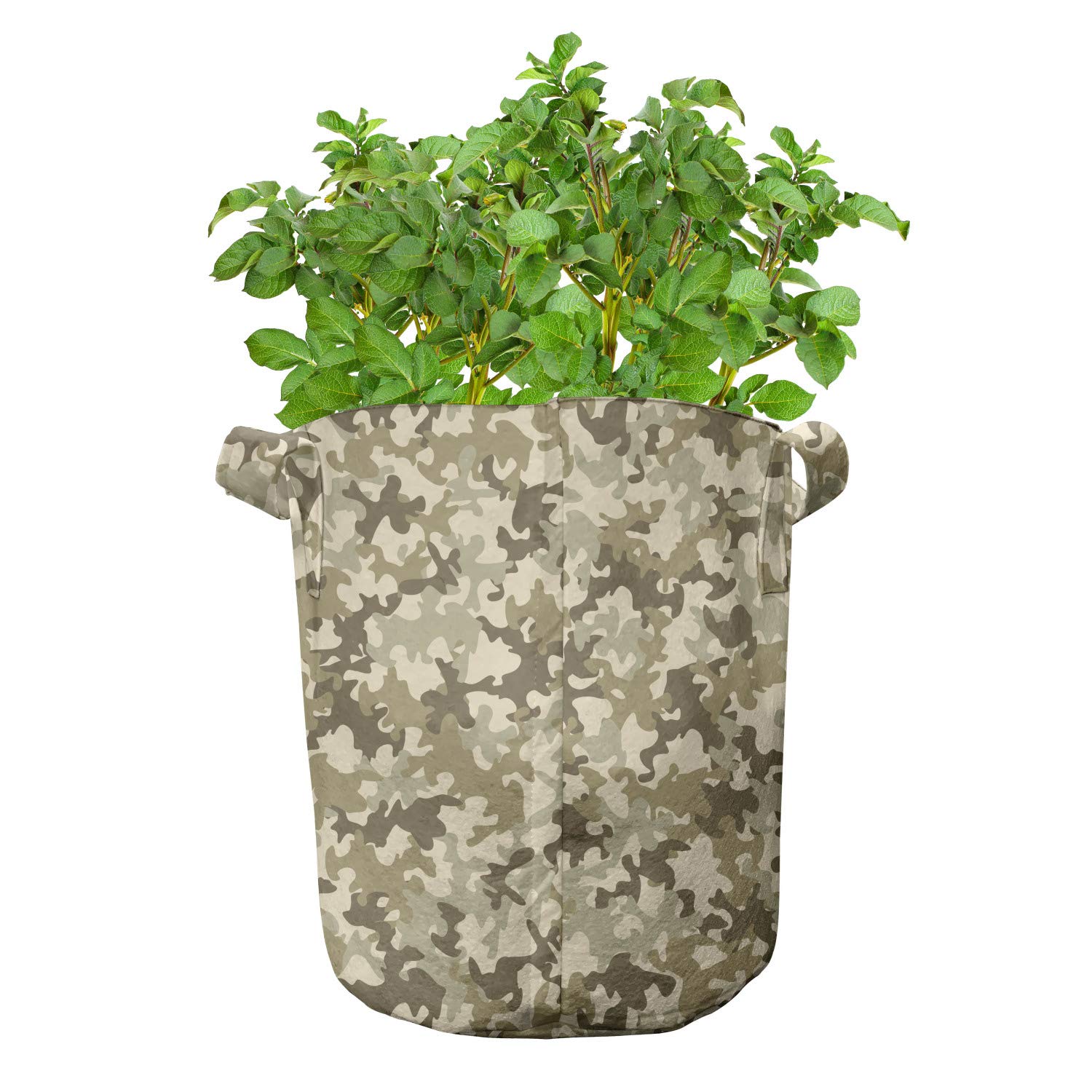 Ambesonne Camouflage Grow Bags 5-Pack - Heavy Duty Fabric Plant Pots with Handles, Pale Green & Yellow Clothing Motif - Perfect for Indoor/Outdoor Gardening, Vegetables, Flowers & Herbs