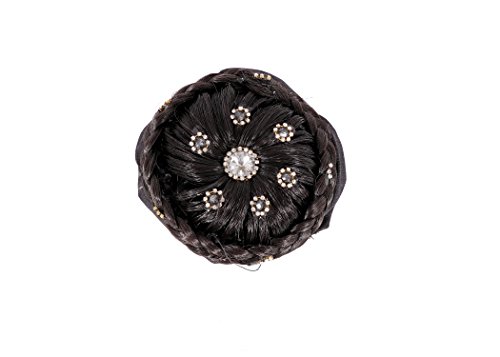 NAVMAV Artificial Juda Hair Bun for Brides - Wedding Hair Extension & Juda Bun Maker for Women & Girls - Natural Black (Pack of 1) - Perfect for Weddings, Prom, Cosplay & Special Occasions