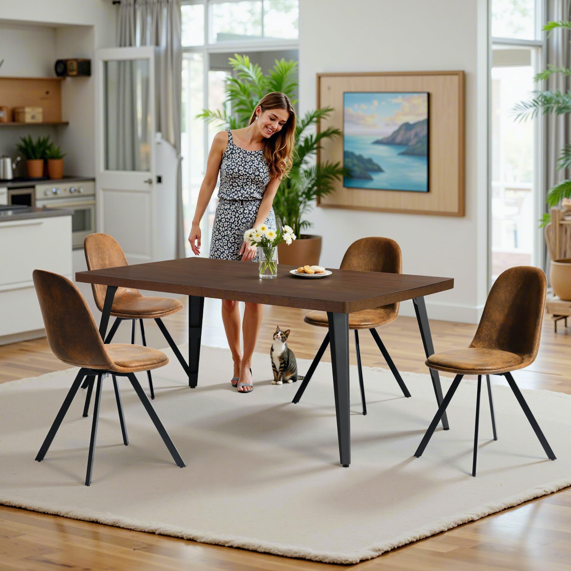 HomyCasa 5-Piece Mid-Century Modern Dining Set - 63