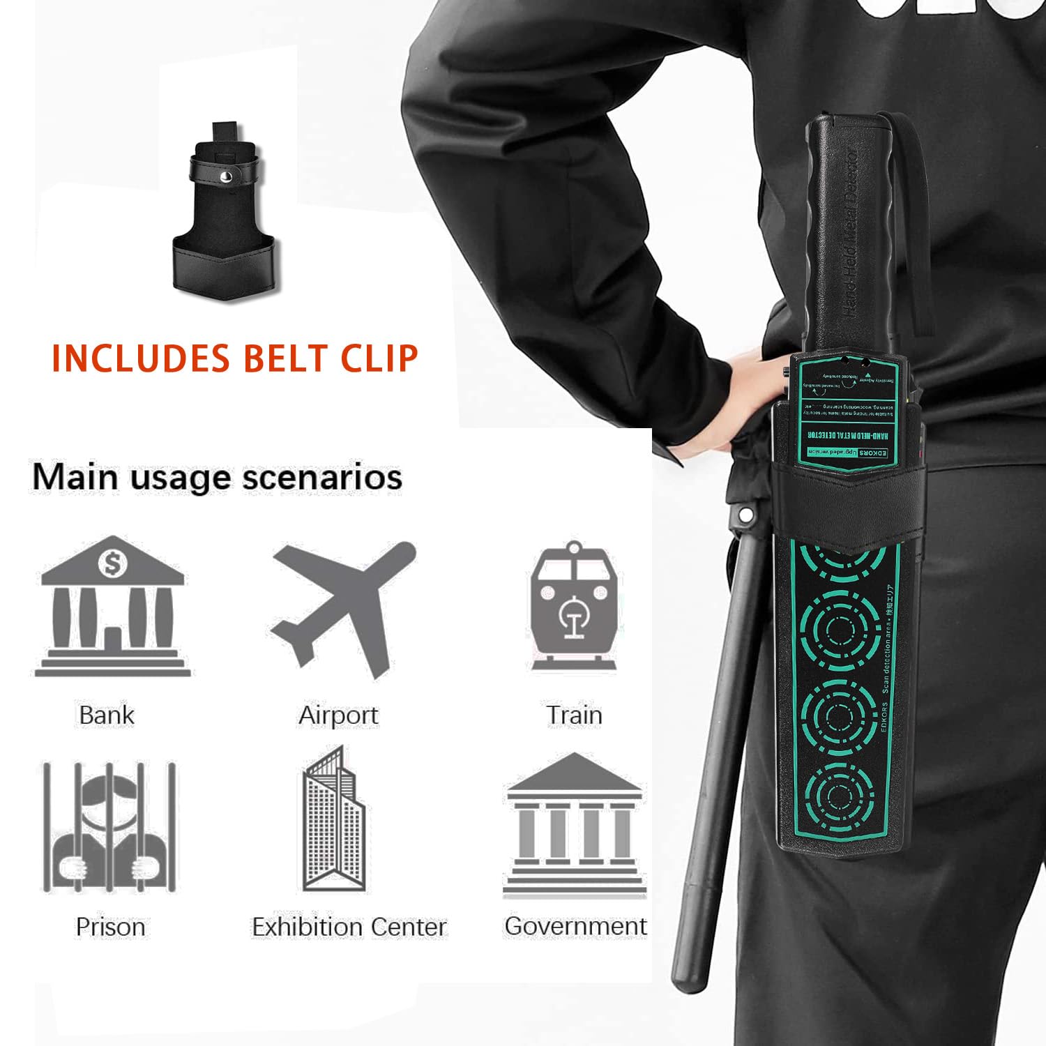 Portable Security Wand Handheld Metal Detector - Professional Scanner for Weapons, Knives, Screws & Metal Objects (Green) | Ideal for Airport Security, Event Safety & Home Protection