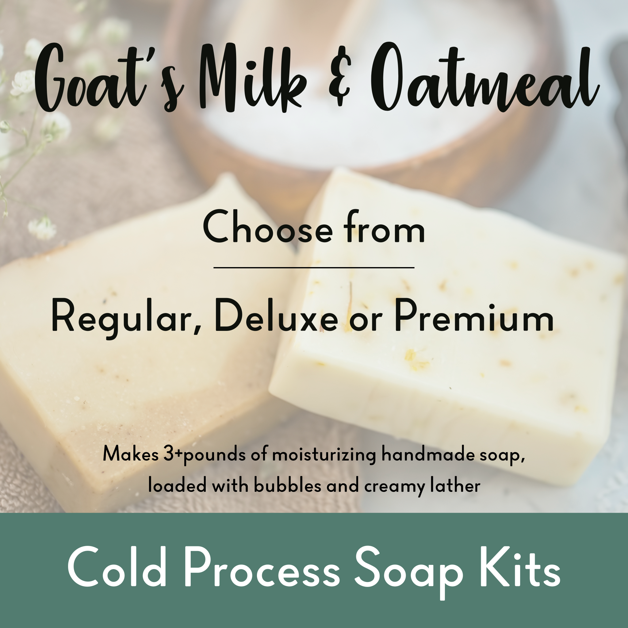 Cold Process Soap Making Kit with Goat's Milk & Oatmeal - 3+ lb DIY Handmade Soap Supplies for Beginners, Gifts & Home Spa Use
