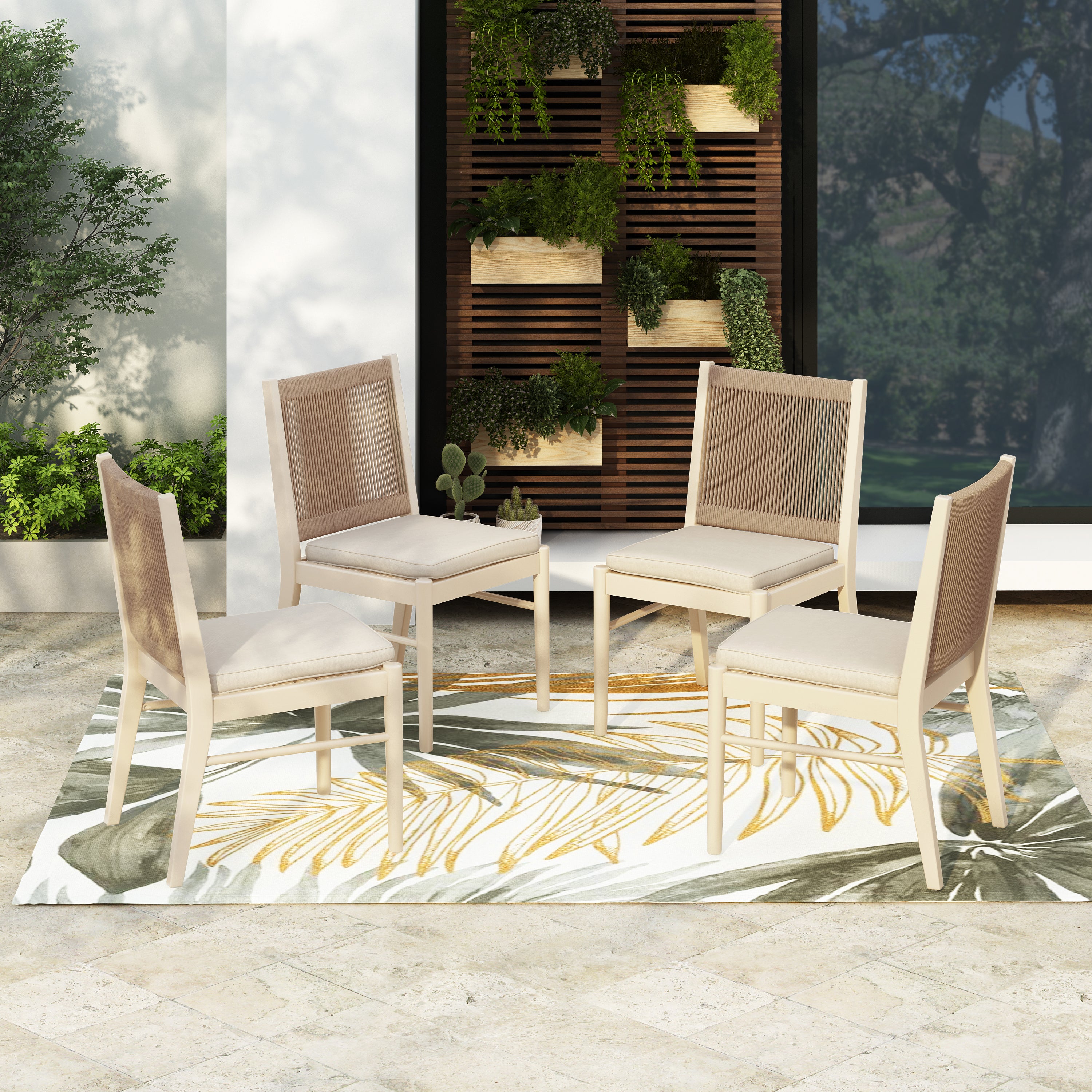 CORDOBA KD Dining Chair Set of 2 - Modern Wooden Kitchen Chairs with Upholstered Seat - Perfect for Dining Room, Kitchen, and Breakfast Nook