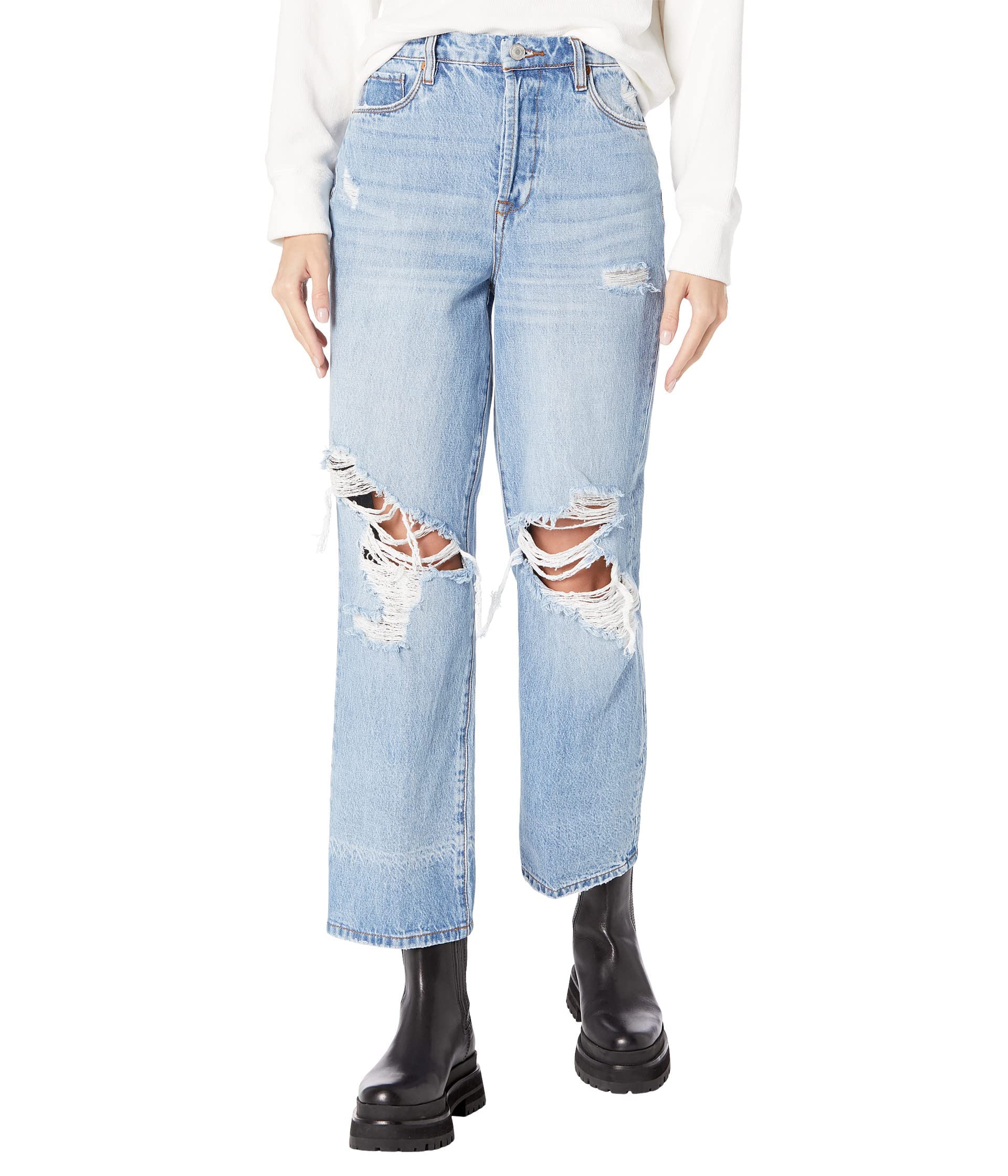 BLANKNYC Women's Ripped Straight Leg Jeans - 5 Pocket Denim Pants for Casual Wear & Everyday Outfits