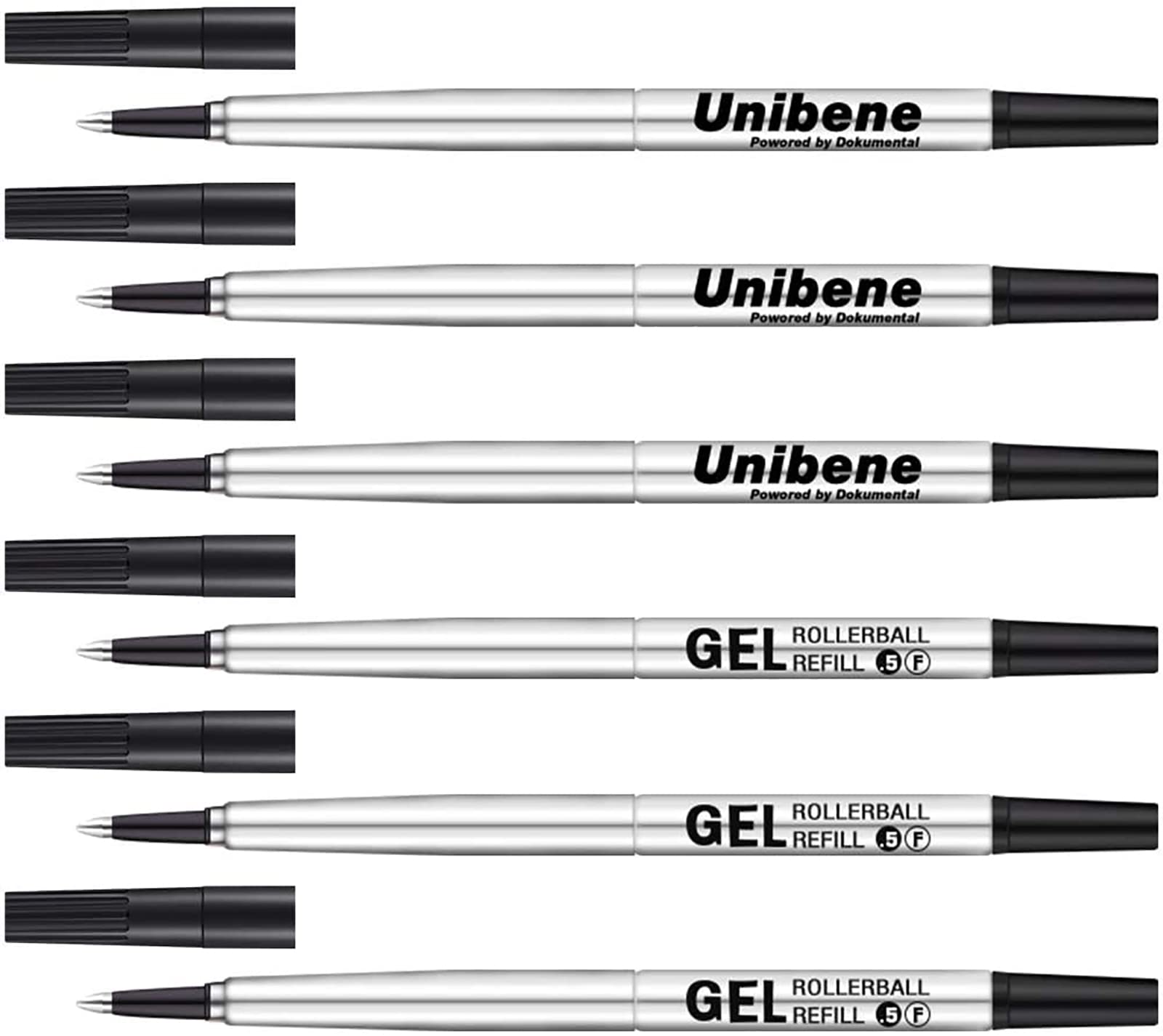 Unibene Parker Compatible Rollerball Refill 6 Pack - 0.5mm Fine Point Black Ink, Smooth Writing German Gel Pen Refills for IM Sonnet Urban Pens - Ideal for Office, School & Daily Note Taking