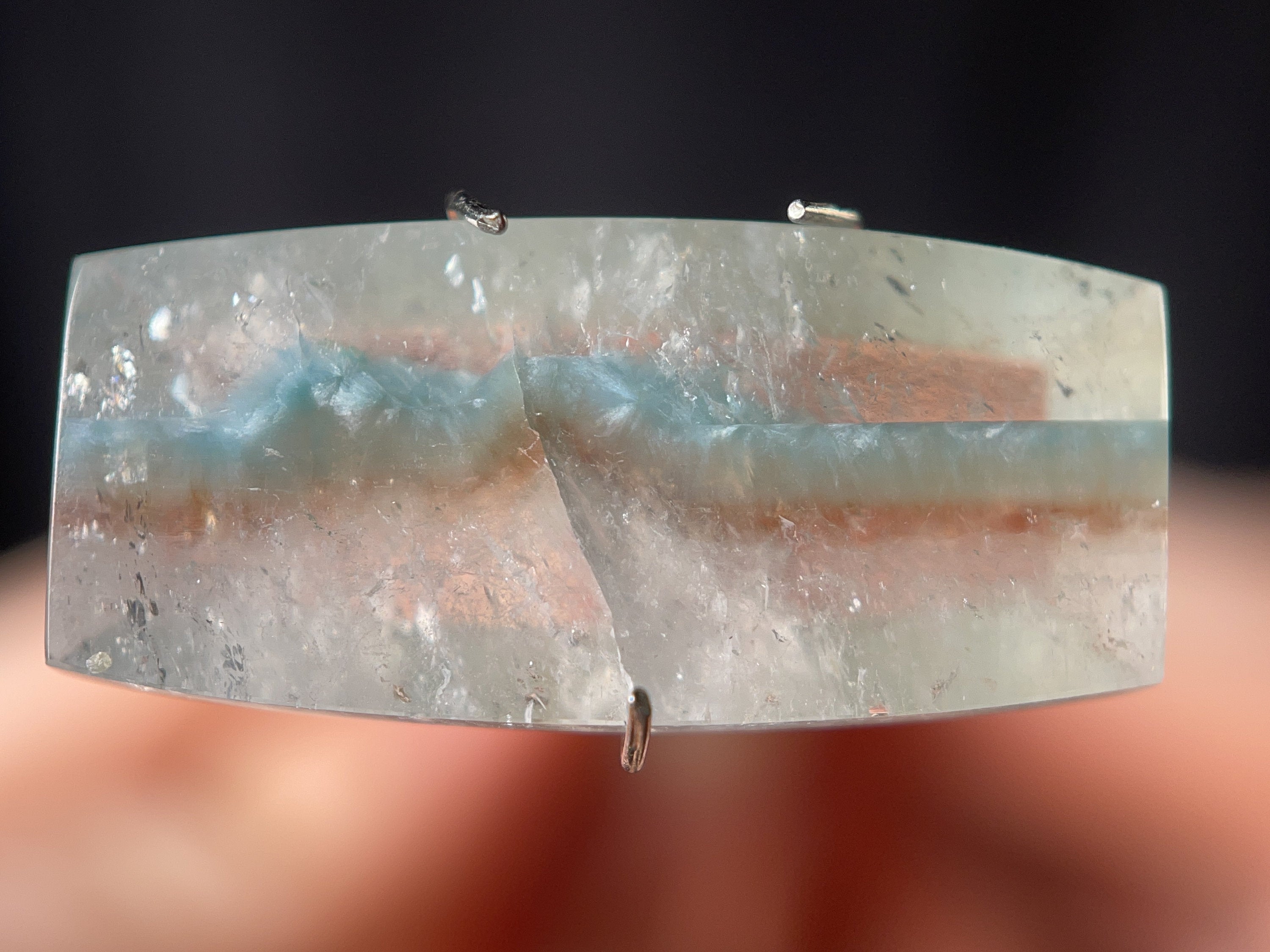 GILALITE Cabochon | Medusa Paraiba Quartz Striped Rectangle Gemstone for Jewelry Making (43873) | Perfect for Pendants, Rings & DIY Craft Projects