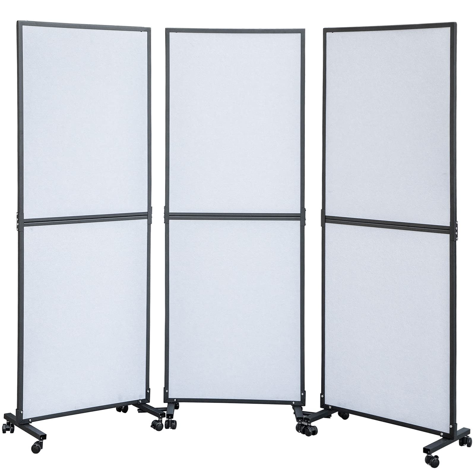 VEVOR 5.5 ft Folding Room Divider - 3 Panel Portable Privacy Screen for Office, Library, School - Soundproof Partition with Cool Gray Finish - Perfect for Workspace Separation, Study Areas & Home Privacy