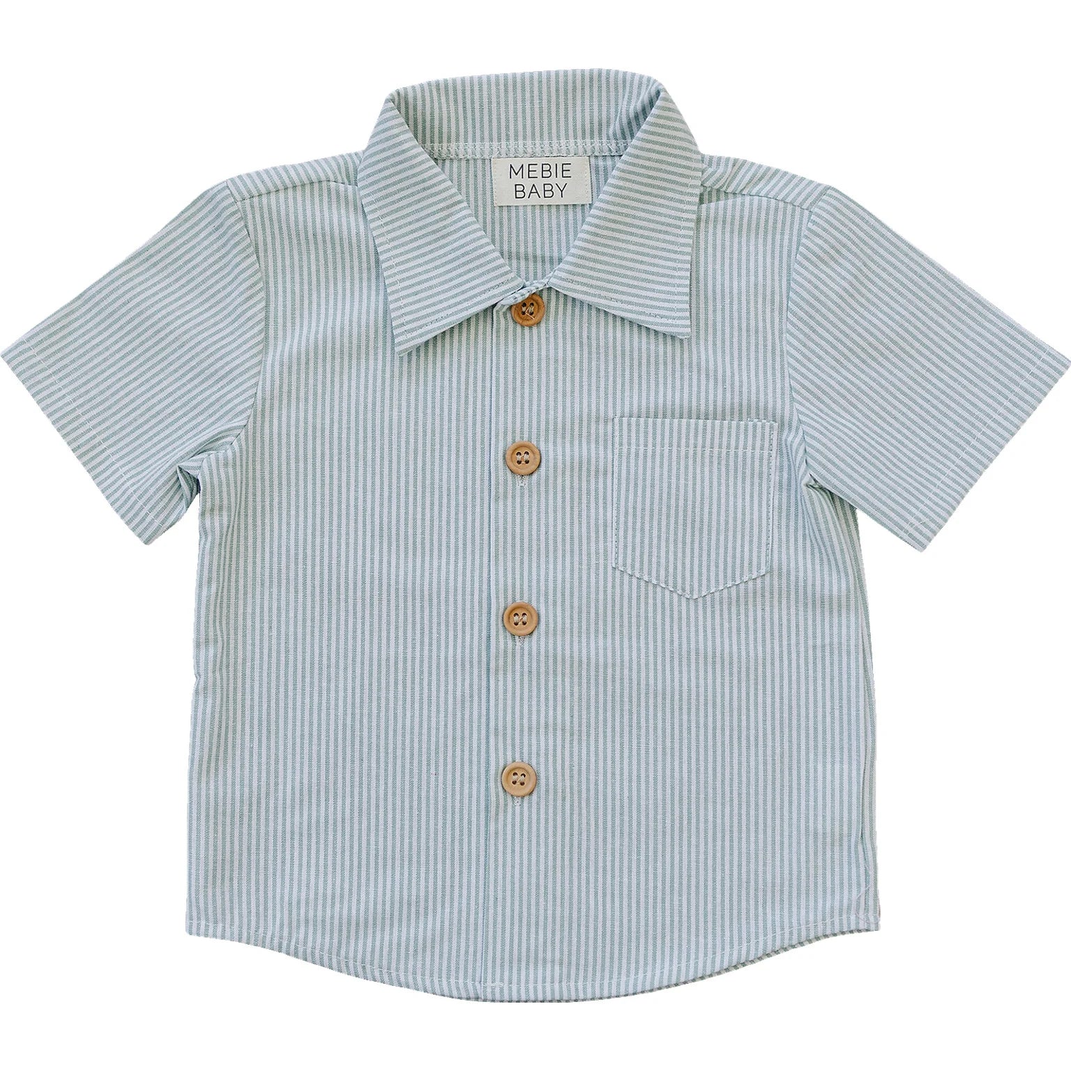 Men's Stylish Green Stripe Button-Up Shirt with Chest Pocket - Casual & Office Wear for Everyday Comfort
