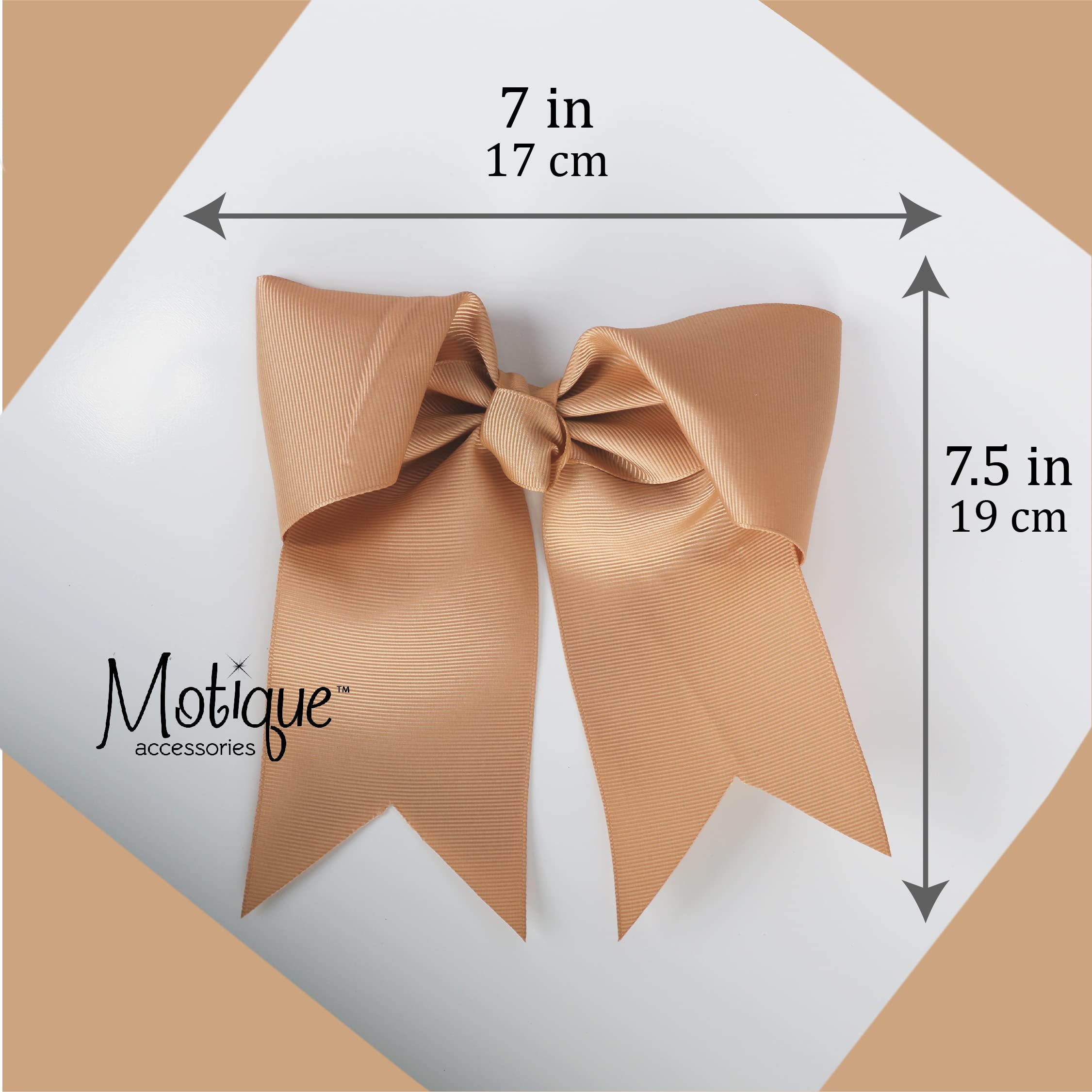 Jumbo Bow Clip with Tails (Beige) - Elegant Hair Accessory for Weddings, Parties, and Everyday Style