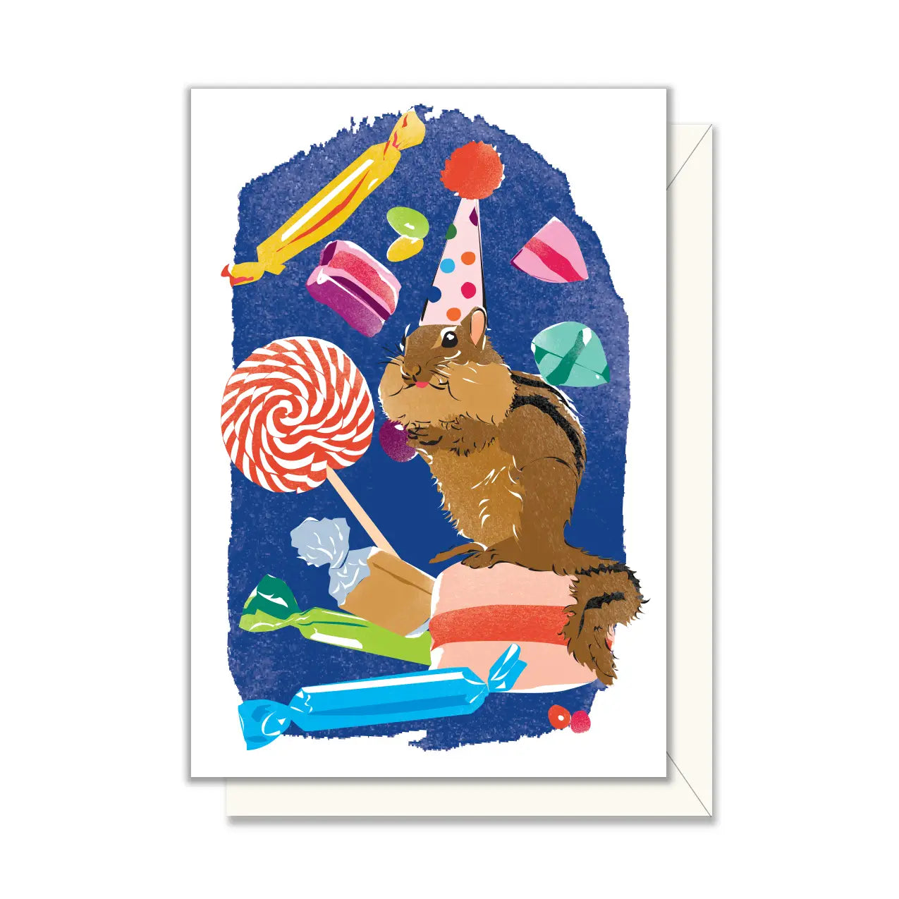 Adorable Chipmunk & Candies Mini Enclosure Card - Perfect for Birthday Greetings, Thank You Notes, and Special Occasions