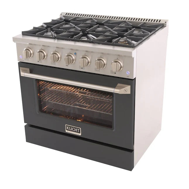 Kucht 36-Inch Pro Style Dual Fuel Range - KDF362 GR - Professional Gas & Electric Stove for Home Chefs & Commercial Kitchens