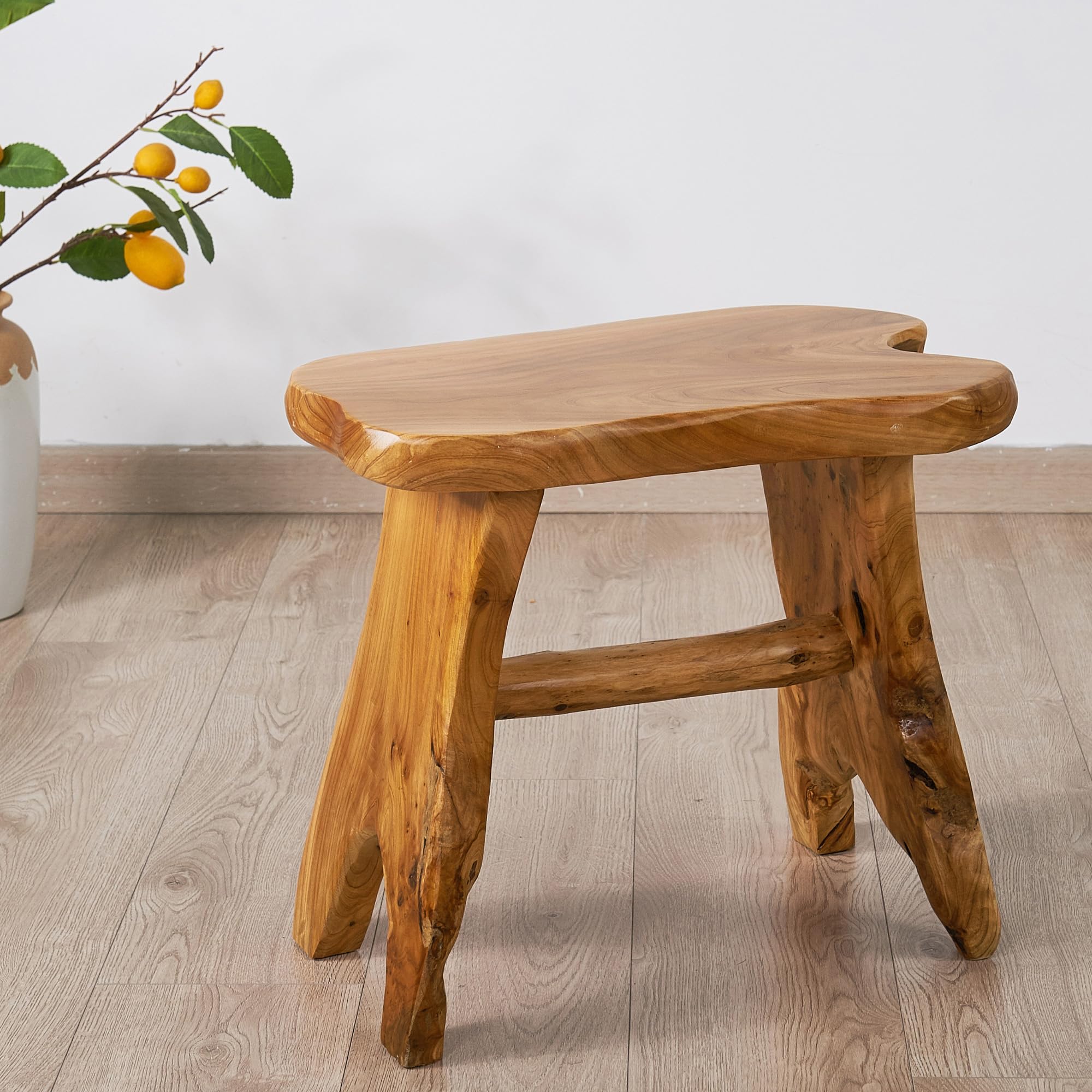 Natural Cedar Root Stump Stool - Solid Wood Live Edge Side Table, Rustic Plant Stand & Vintage Footrest (20