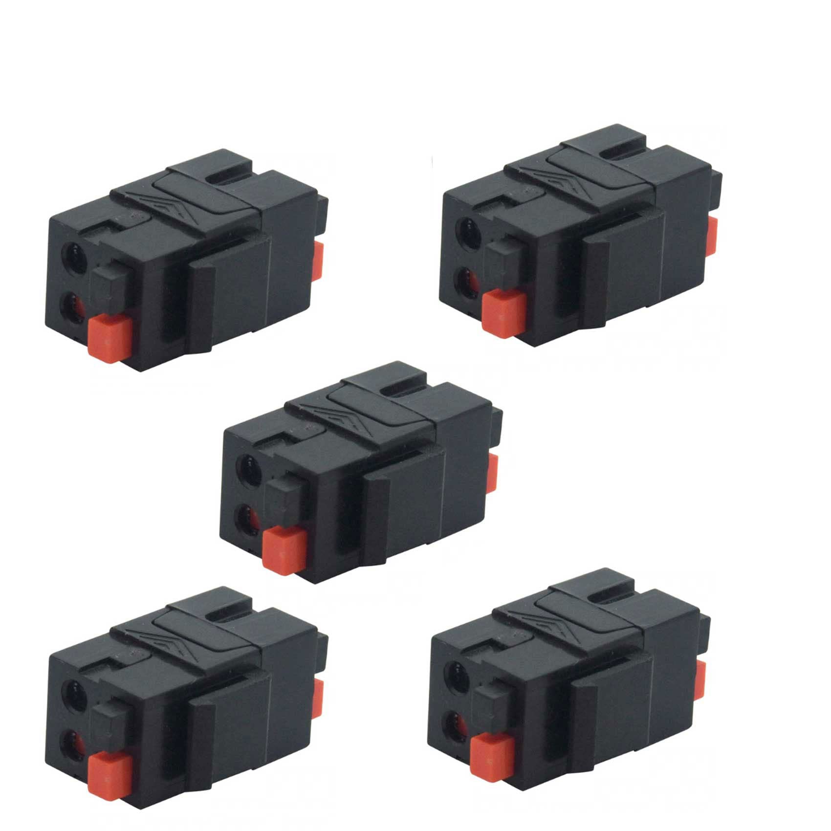 Spring Loaded Speaker Keystone Jack - Female to Female Audio Connector for Home Theater Wall Plates (5-Pack, Black) | Perfect for In-Wall Speaker Installation & Home Theater Setup