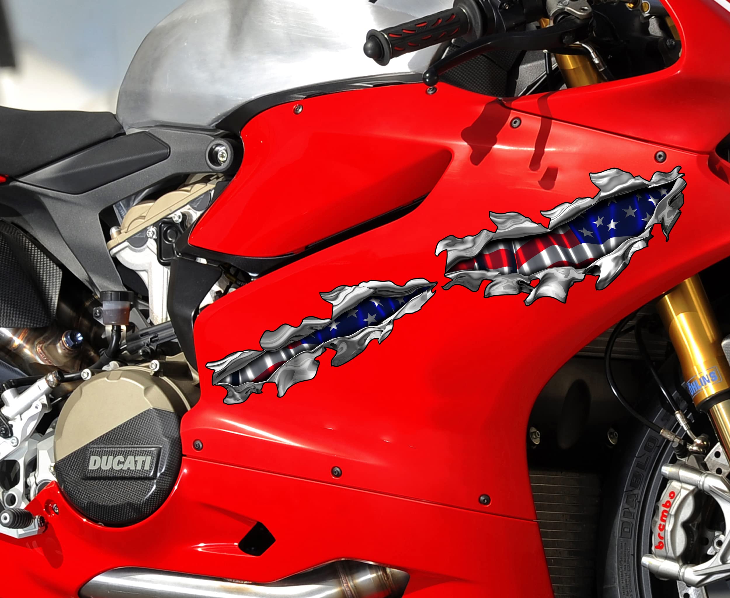 USA Flag Motorcycle Decal - Patriotic US Flag Vinyl Stickers for Motor-Bike Racing & Dirt Bikes (18x60) - Perfect for Bike Wraps, Helmets & Racing Gear - Show Your American Pride on the Road & Track