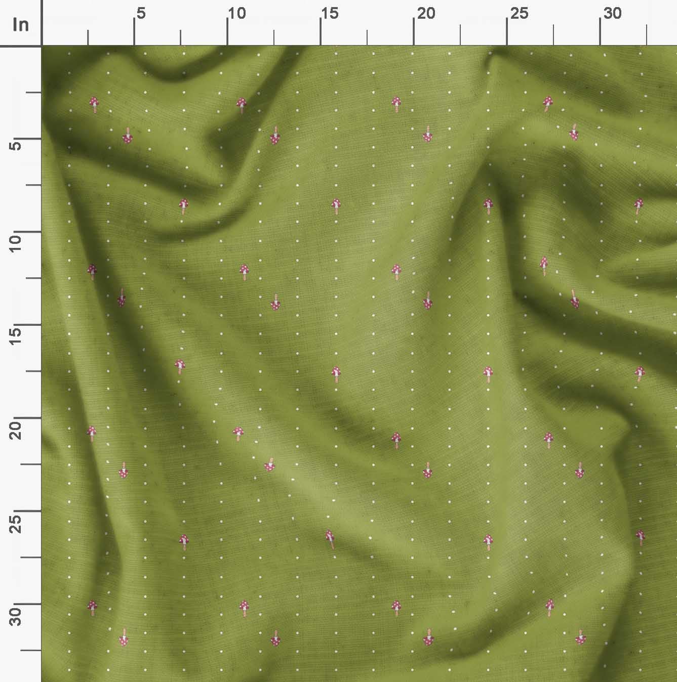 Soimoi Moss Georgette Green Fabric by The Yard - 42 Inch Wide Printed Fabric with Mushroom & Dots Pattern - Soft Draping Material for DIY Crafts, Dressmaking, Home Decor and Sewing Projects