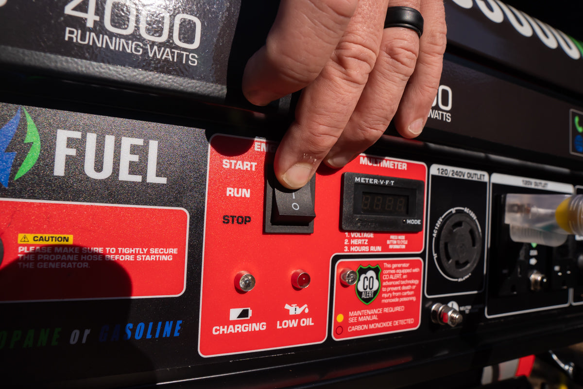 5,000 Watt Dual Fuel Portable Generator with CO Alert - Reliable Backup Power for Camping, Emergencies & Home Use